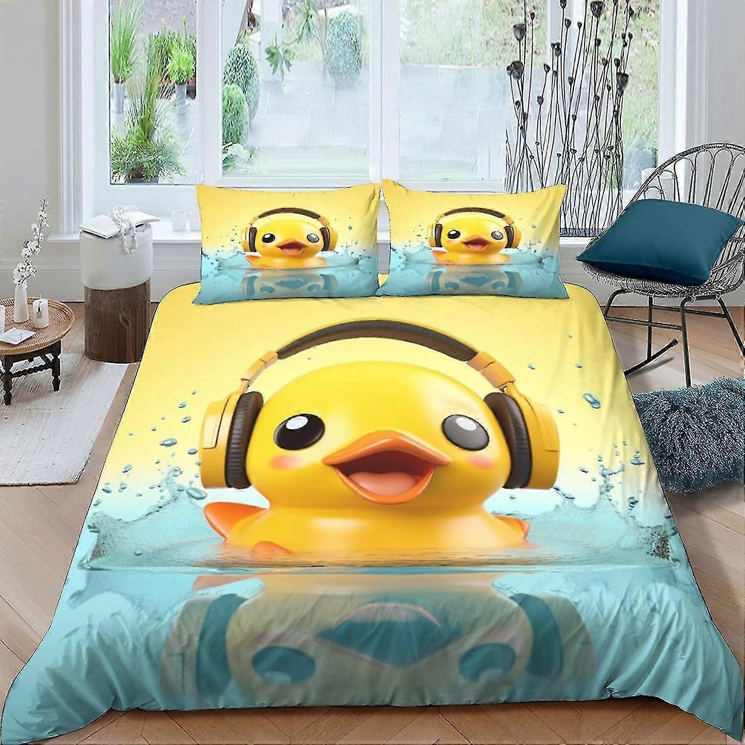 EKENOZ غطاء لحاف بطة لطيف متعدد الألوان مجموعة 3 قطع طقم غطاء لحاف ناعم فاخر مع أكياس وسادة مزدوجة