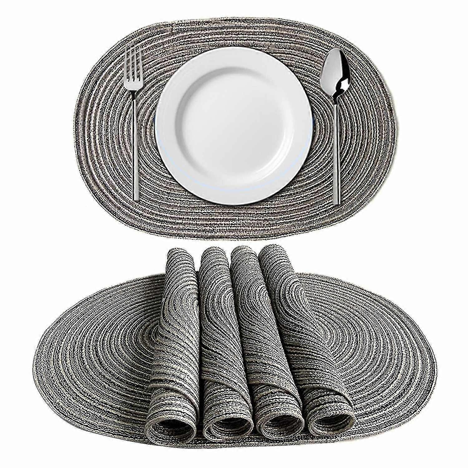 Placemats ovais Eco-amigáveis para a tabela, grupo de 19,6 polegadas de 4 cores