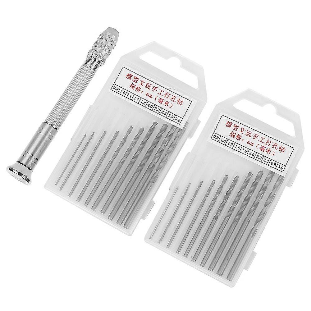 Hand Twist Drill S 4 Chuck with 20 Drill Bits Hardware Woodwork Tools Aluminum Alloy