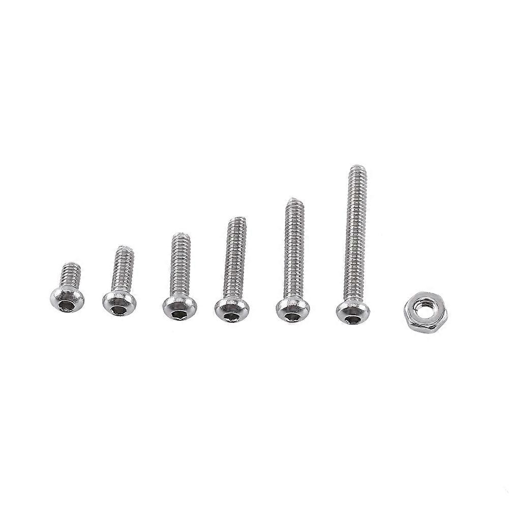 250pcs M2 Hex Socket Screws Bolt With Hex Nuts Assortment A2 Stainless Steel(Button head)
