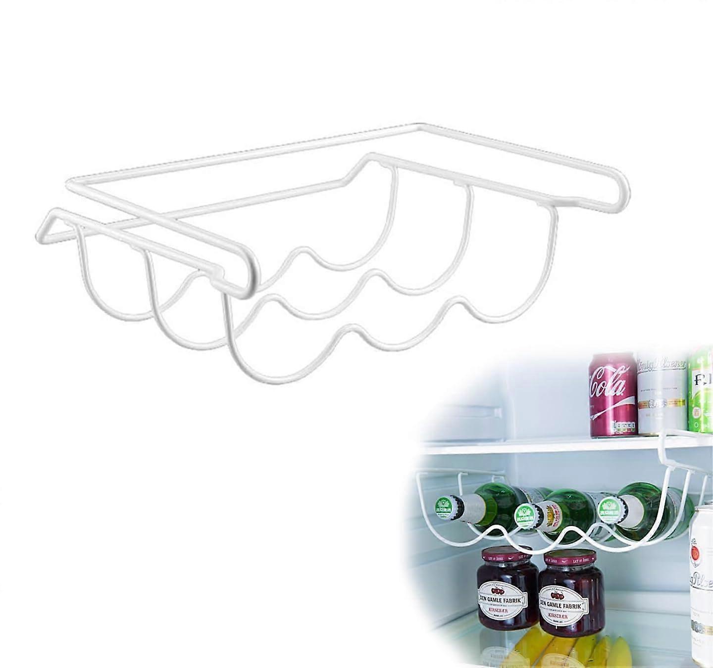 Universal Fridge Bottle Holder For 3 Bottles For Large Refrigerators Hanging Under Fridge Compartment 3 Bottle Capacity