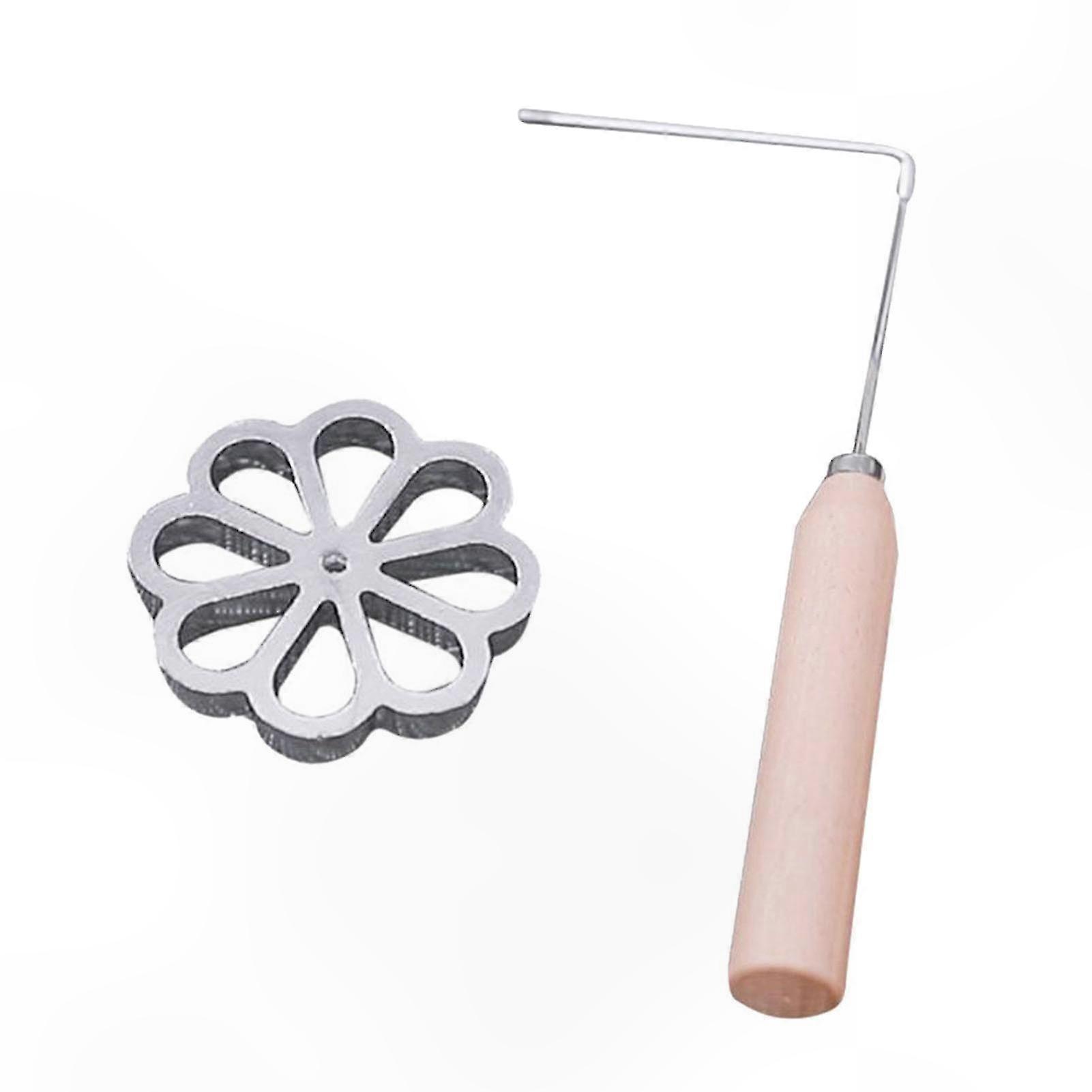 2-Pack Heat-Resistant Handle Rosette Molds, Durable Rust-Proof Metal Kitchen Tool for Frying and Baking