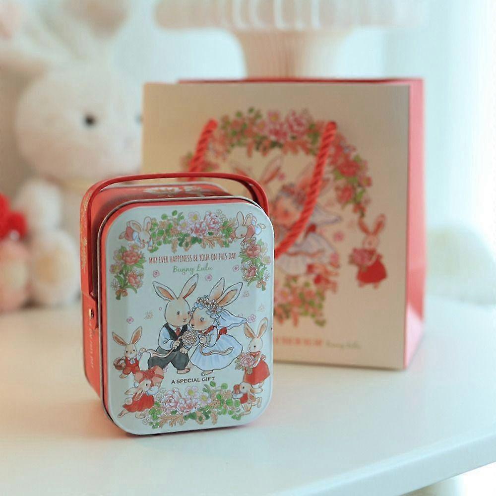 Metal Candy Tin Box Cartoon Rabbit Gift Box Cute Storage Tin  Cookie