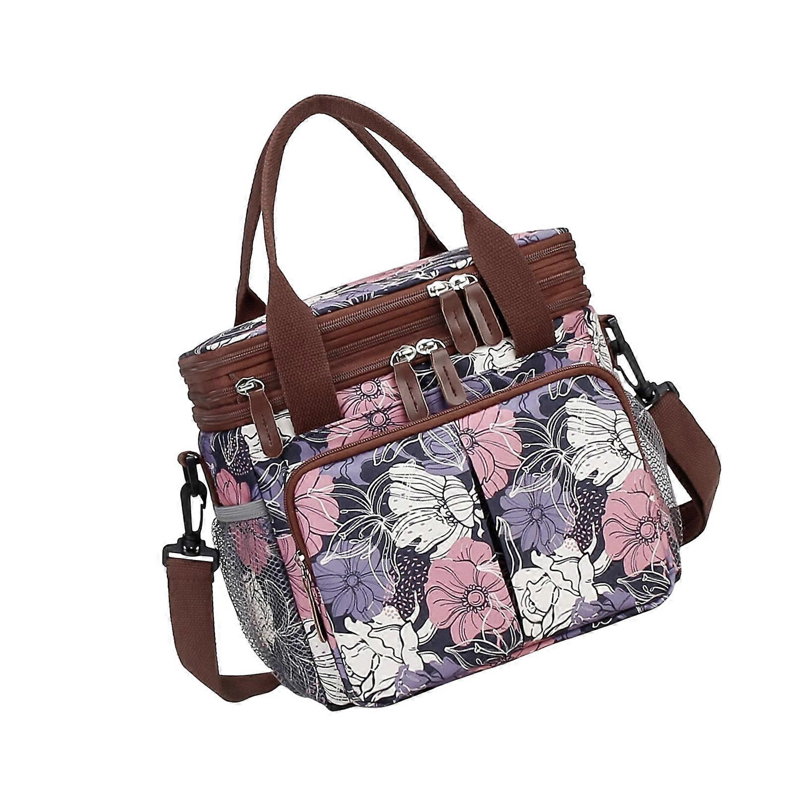 Mom Bag Handbag Printed Pattern Multiple Compartment Splashproof Travel Crossbody Bag Large Capacity Soft Diaper Bag Multicolor