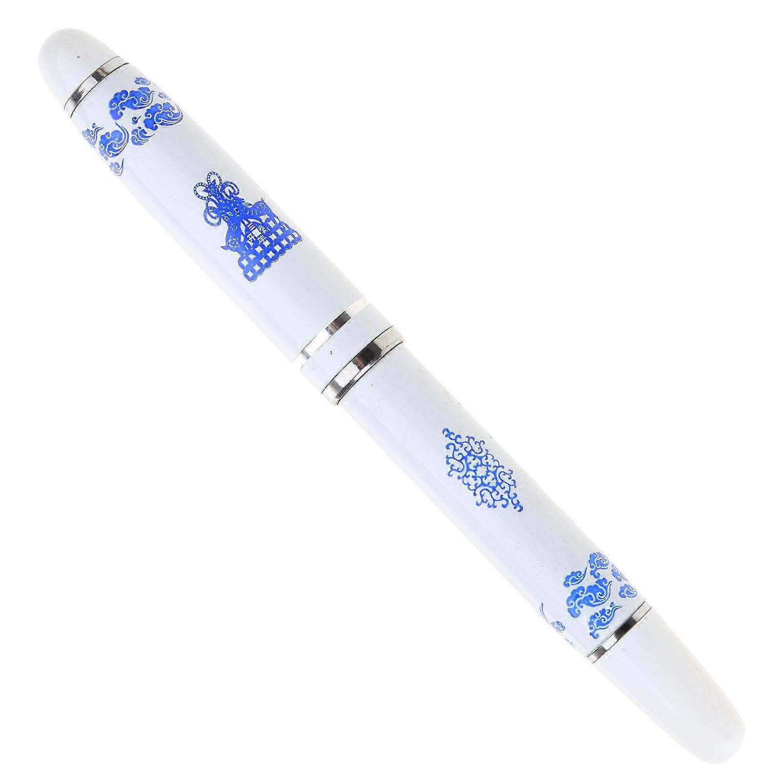 Exquisite Retro Fountain Pen Push/Pull to Refilled 0.5mm Fine Nib Gift Calligraphy Pen for Student Beginner Calligraphy  White