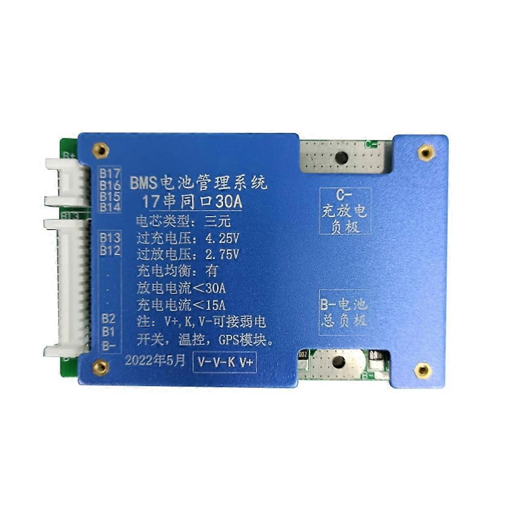 18650 Battery Bms 17S 30A 60V Li-Ion Battery Common Port Charging Pad with NTC Temperature Protection for Escooter