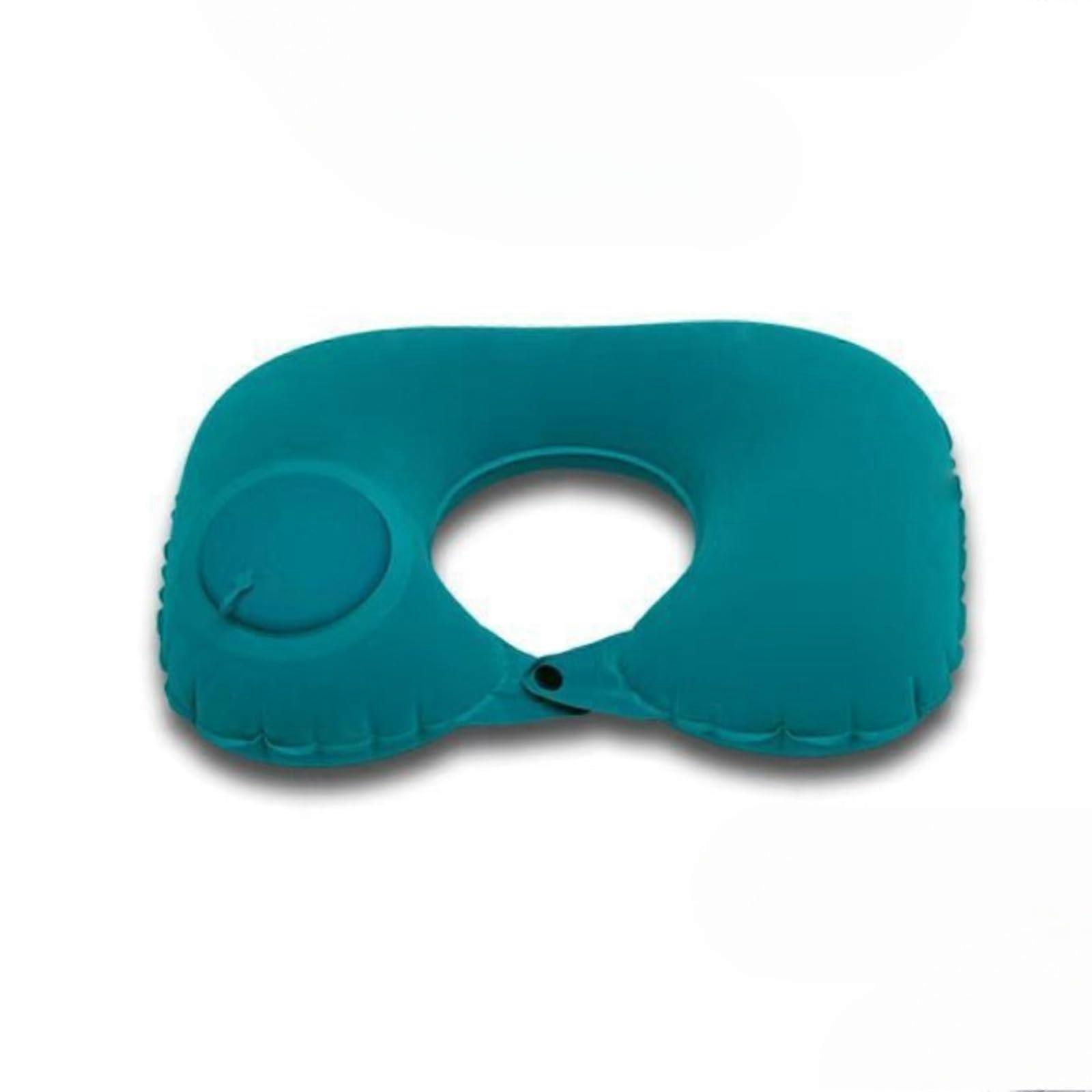 Travel Neck Pillow Inflatable UShaped Cushion with Quick Push Inflation for Neck and Waist Support Green 1