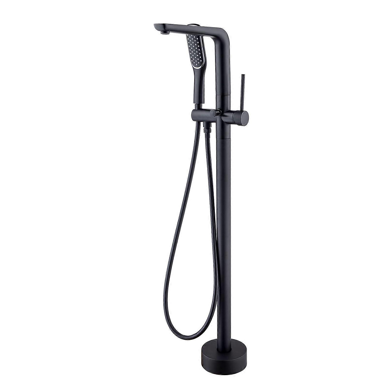 Freestanding Bath Shower Mixer Tap with 360° Swivel Black Faucet Single Lever and Handheld Shower Set
