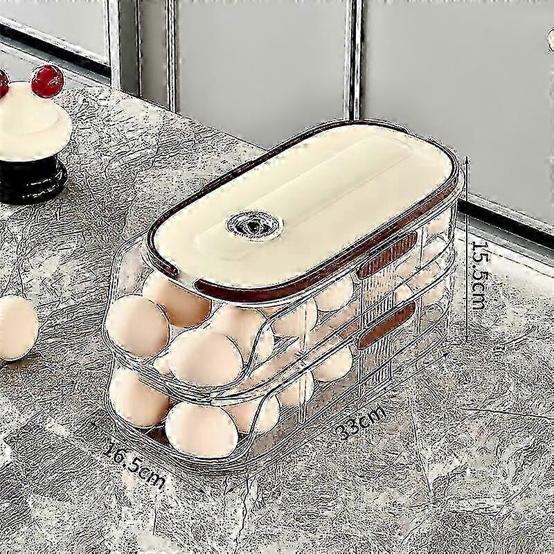 x Egg Holder for Fridge Automatic Rolling Egg Container Fridge Storage Box Food Grade BPA Free Transparent Stackable Fridge Organizer