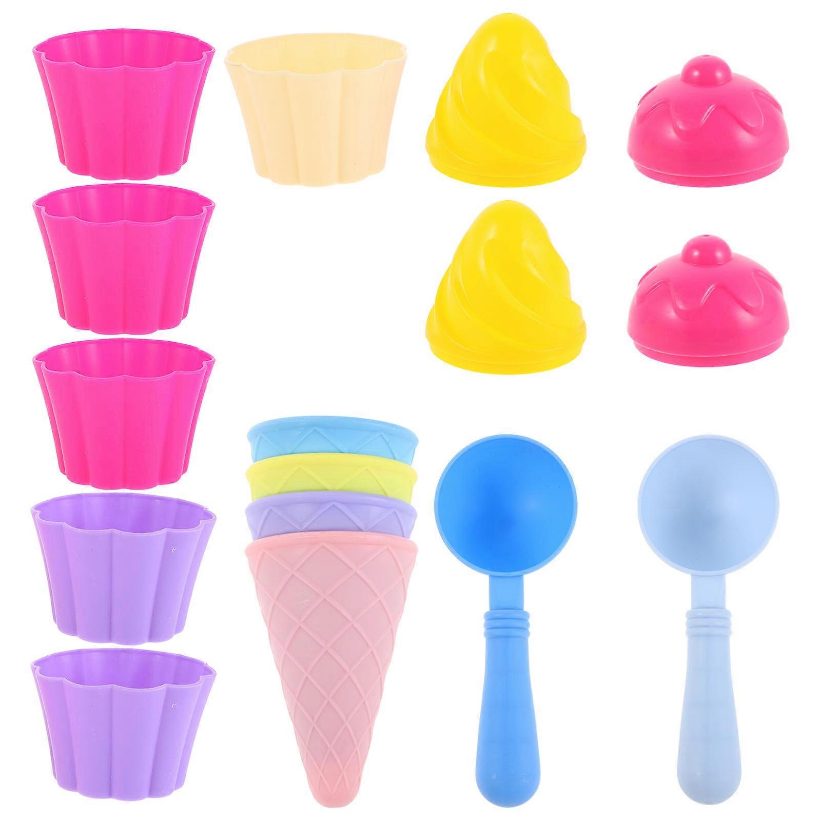 Ice Cream Toy Ice Cream Cone Scoop for Play 3Set Plastic Beach Toys Set