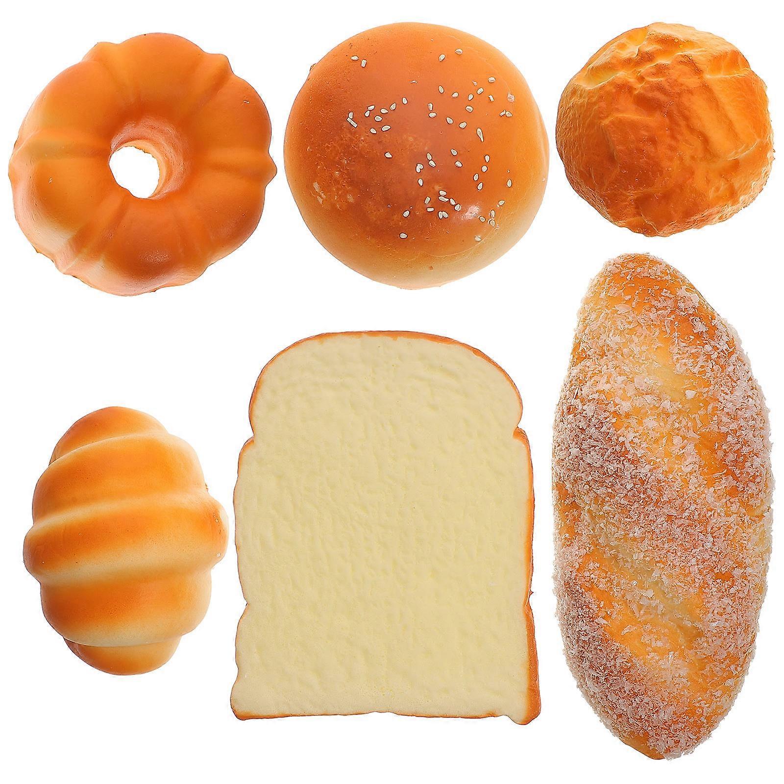 Fake Bread Lifelike Bread Model for Decoration 6Pcs Assorted Color PU Material