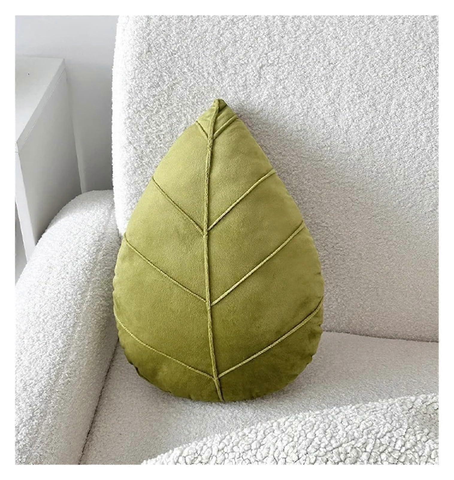 Christmas Decorative Pillow with Elegant Leaf Shape, Soft Green Cushion for Sofa and Bedroom Decor