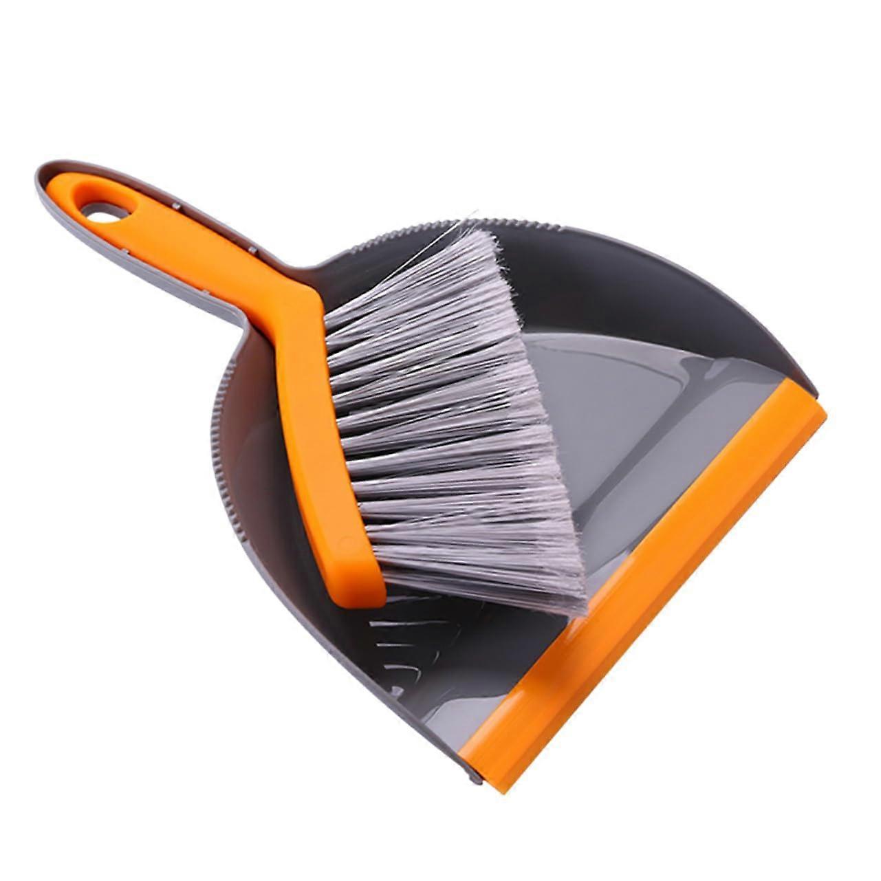Mini Broom and Dustpan Set for Desktop Cleaning, Portable Gray and Orange Plastic Tools for Small Spaces and Hard-to-Reach Areas