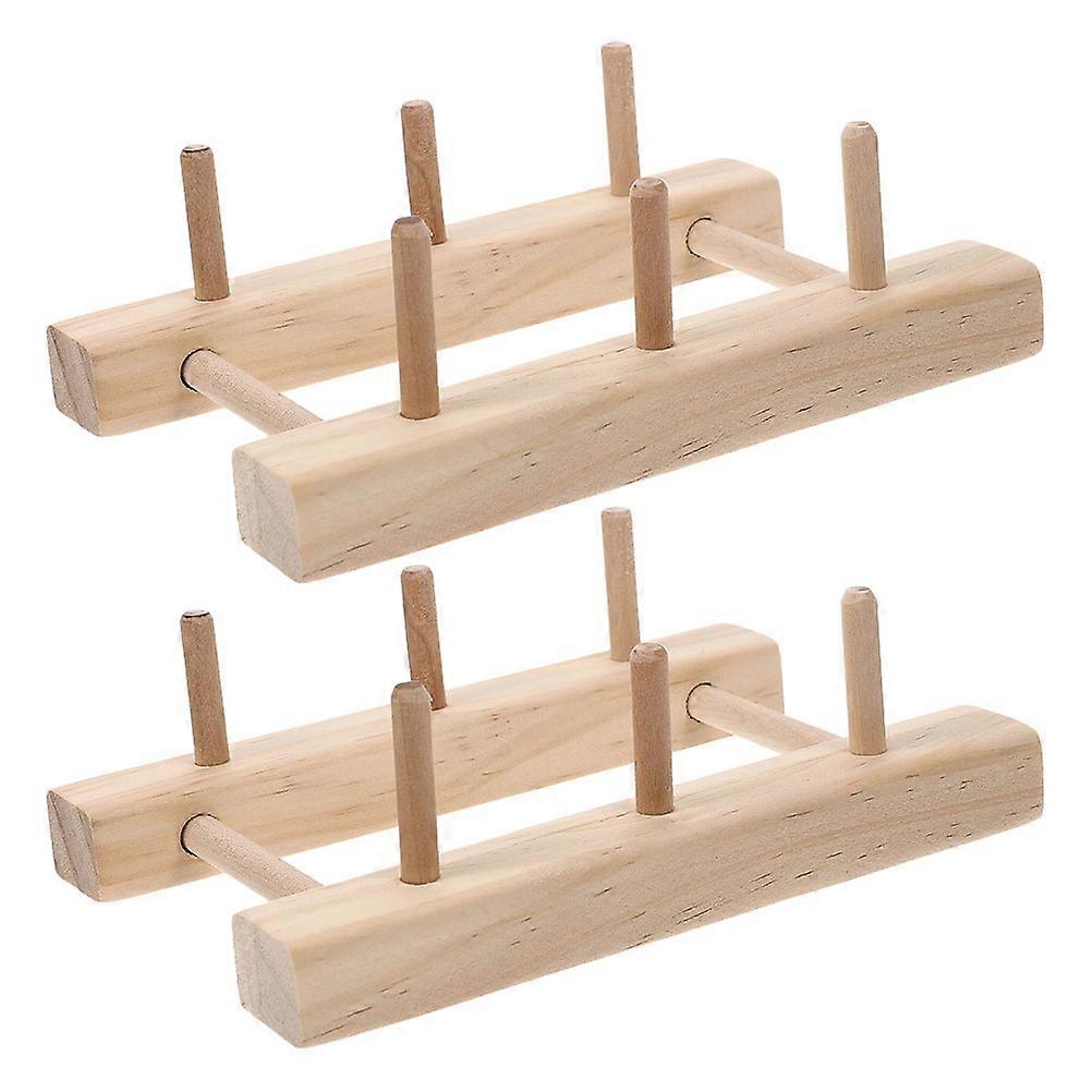 Solid Wood Spool Stand 2Pcs Thread Organization For Home Use 14.20X9.60X6.00CM Hexagonal Style