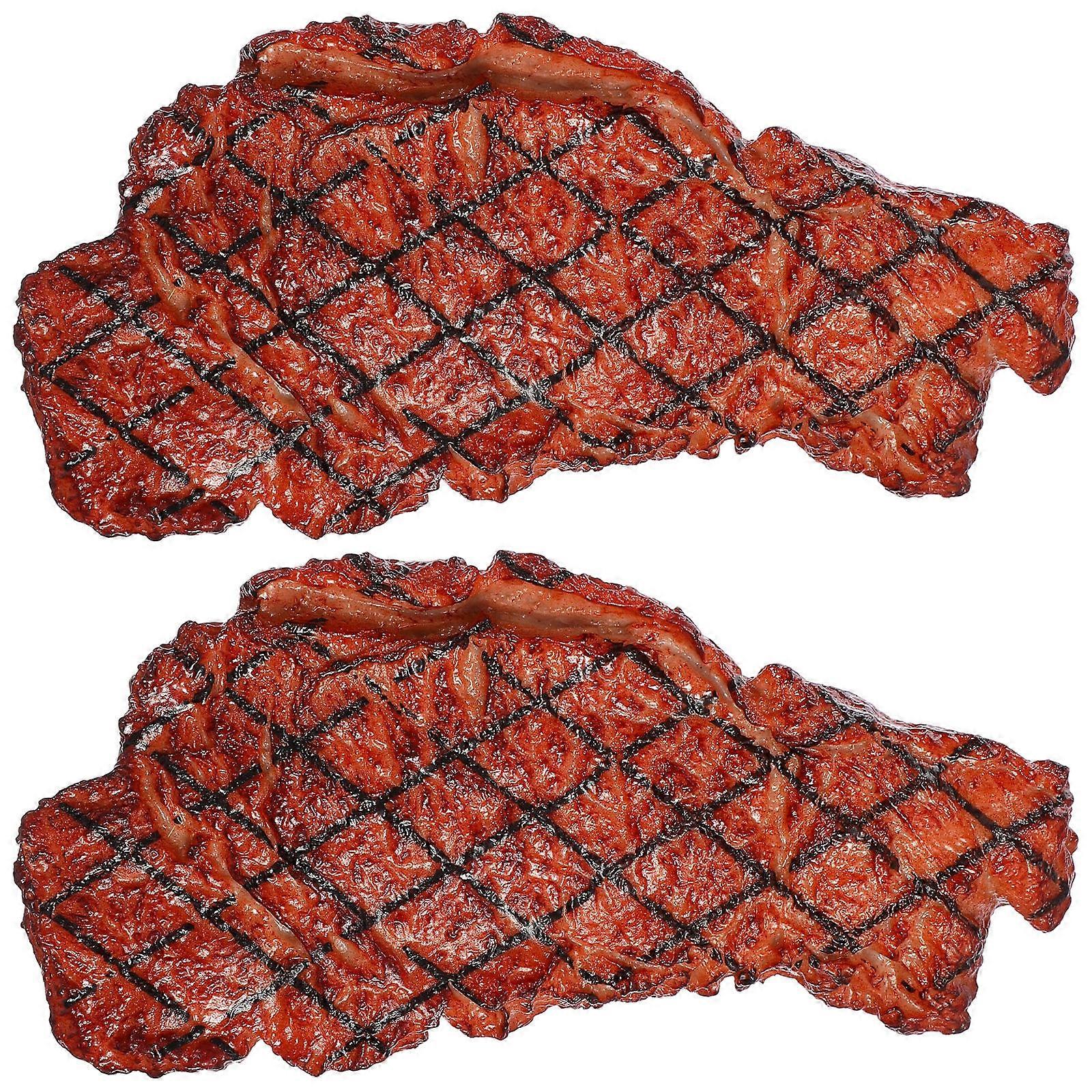 2 Pcs Decorative Fake Steak Models Simulation Artificial Food Models Fake Steak Props Toys