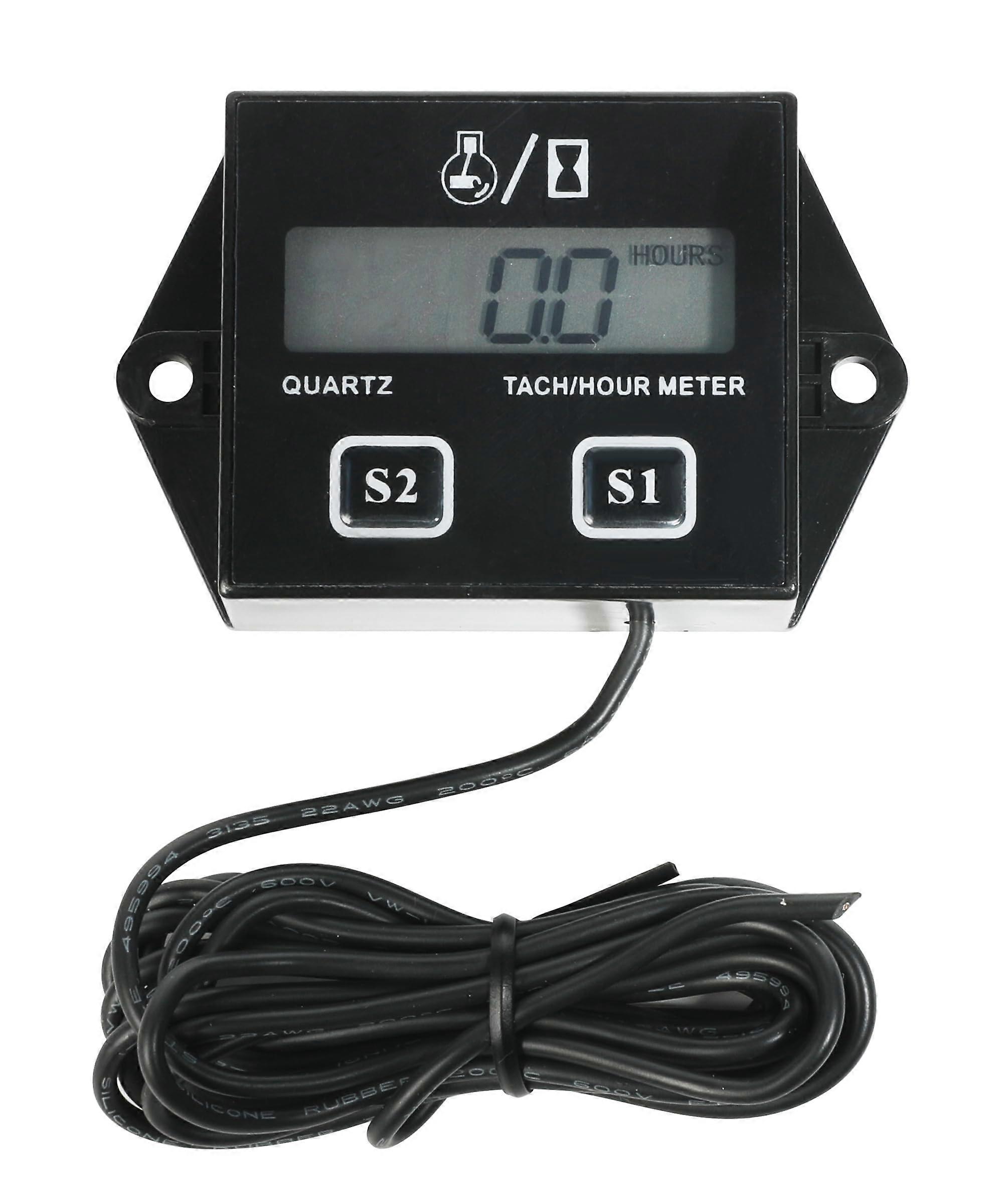 Small Engine Digital Tachometer and Hour Meter, Waterproof RPM Tracker for ATV Lawn Mower Motorcycle
