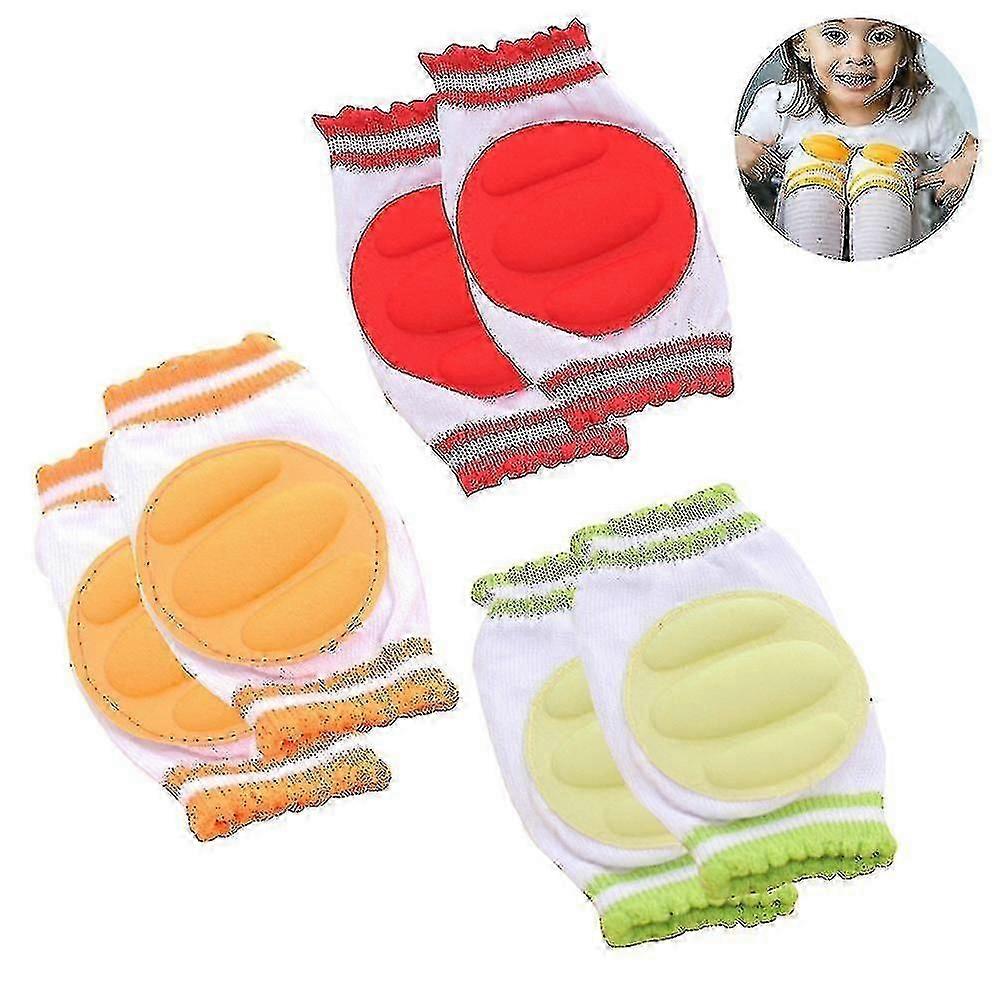 3 par halkskydd knäskydd, justerbara baby knäskydd, röd /grön / orange