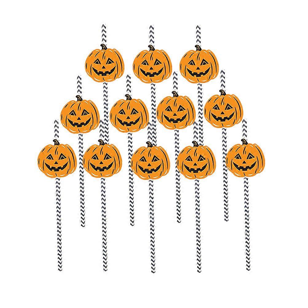 Creative Party Straws Paper Pumpkin Design for Drinking 24Pcs