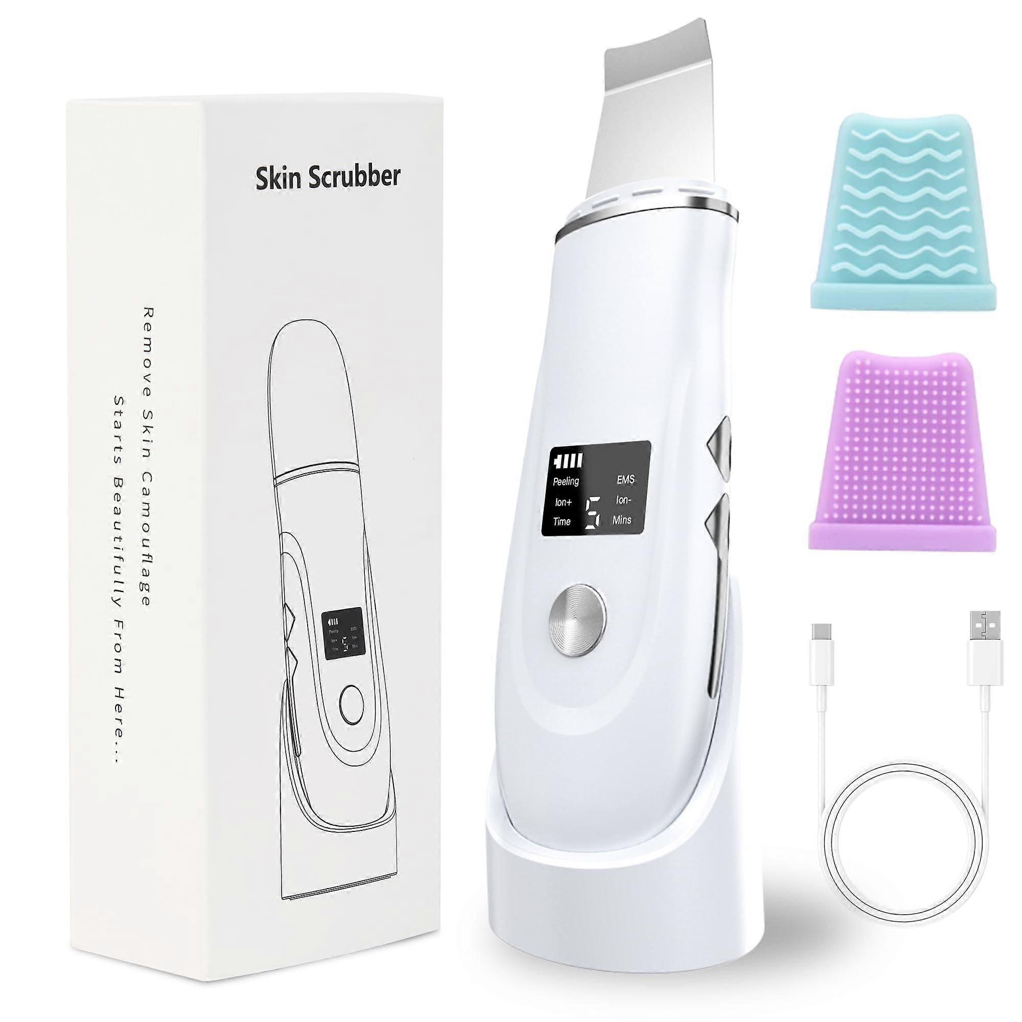 Ultrasonic Face Skin Scrubber Blackhead Remover, 4in1 Deep Pore Cleansing Skin Spatula with LED