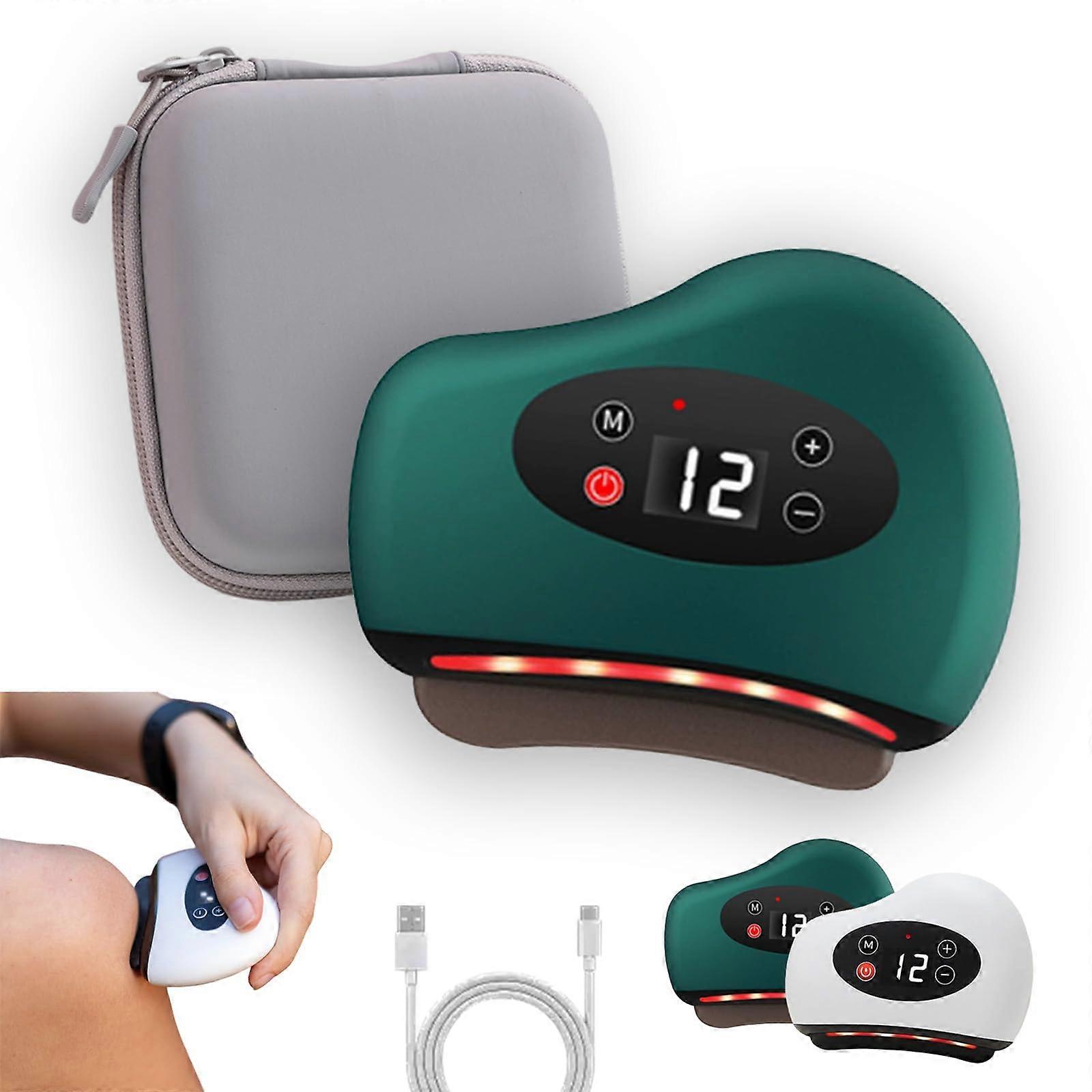 Plantar Fasciitis Massager 4in1 Heated Muscle Scraper with Red Light and Vibration Therapy Green