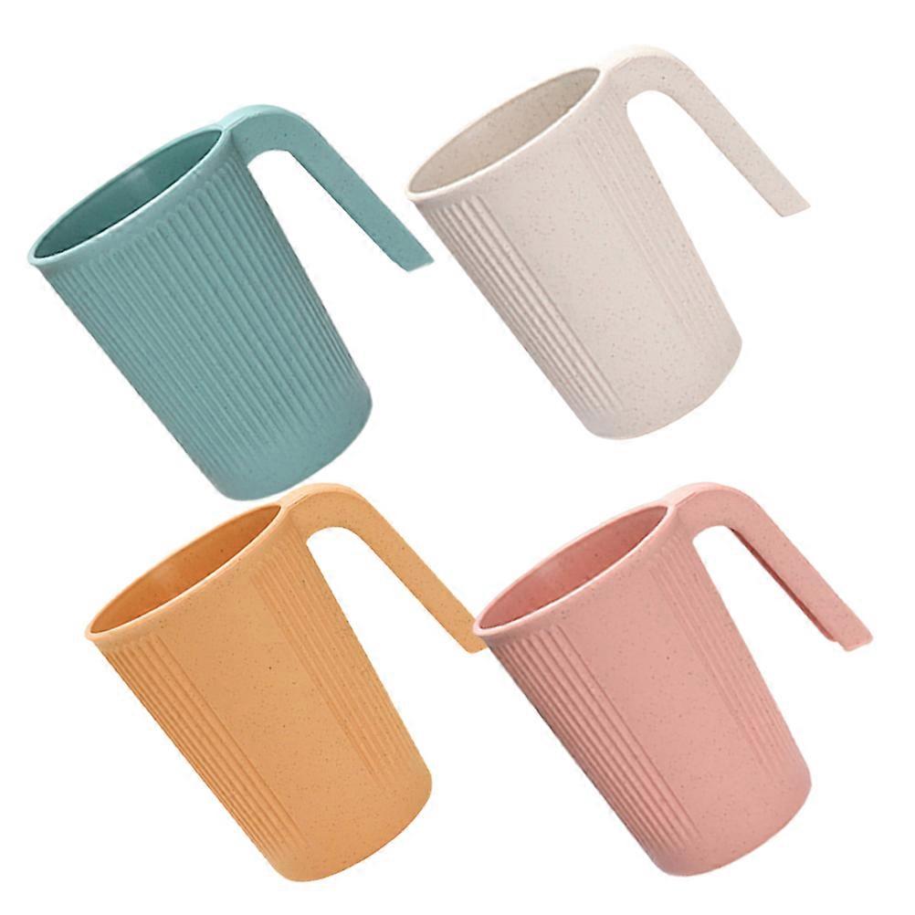 Reusable Straw Cups Coffee Mug with Handle 4Pcs for Picnic Use