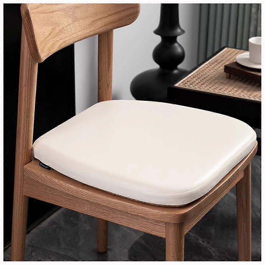 Leather Chair Cushion with Memory Foam Support, Waterproof NonSlip Pad for Dining Chairs Beige 37x36cm