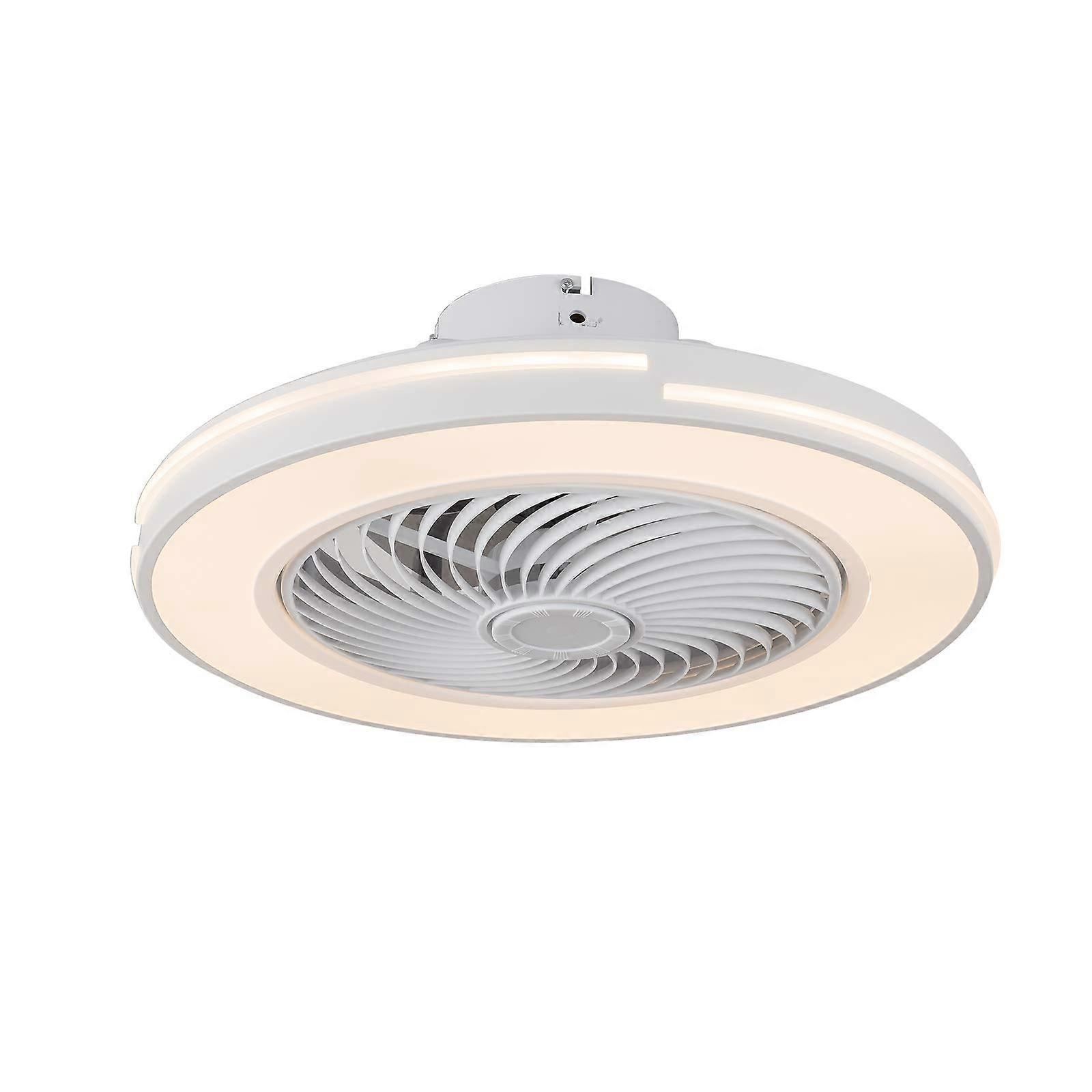 20 Inch Enclosed Ceiling Fan with Light, Modern LED Fandelier with Remote, Low Profile White