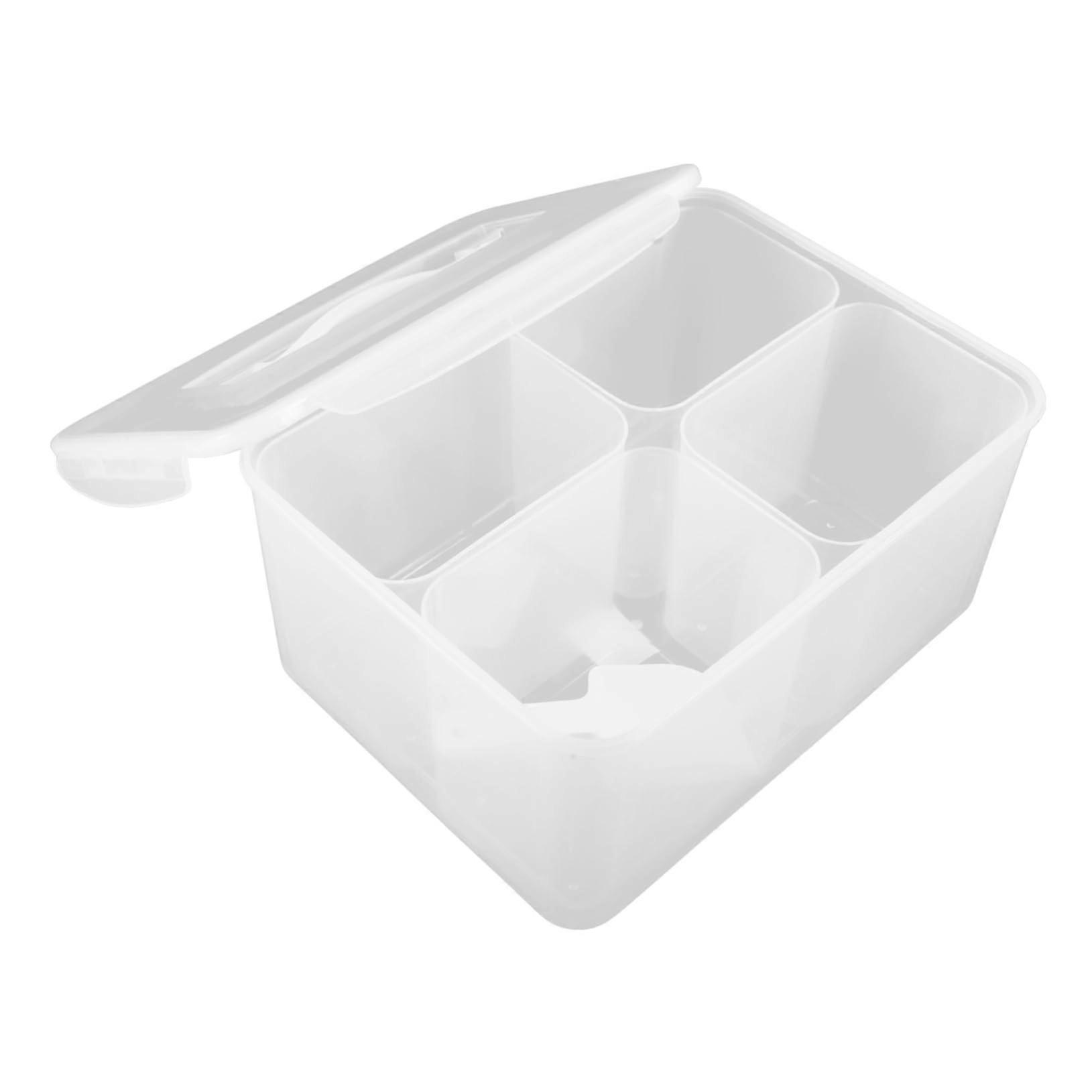 Food Storage Container with Handle, Clear Divided Snack Organizer, Sealed MultiCompartment Box