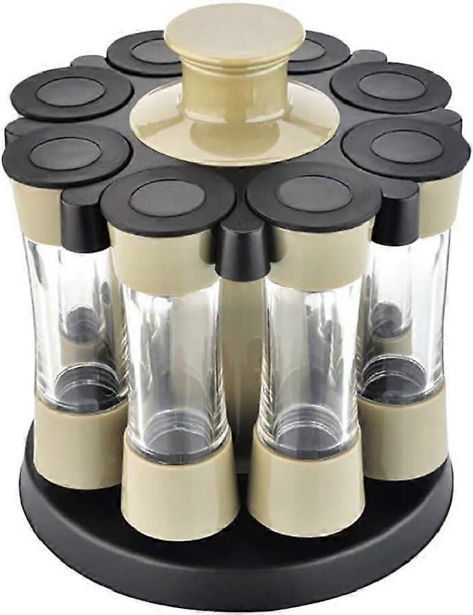 Rotating Spice Rack with 8 Jars SpaceSaving Clip Design for Kitchen Countertop Seasoning Storage