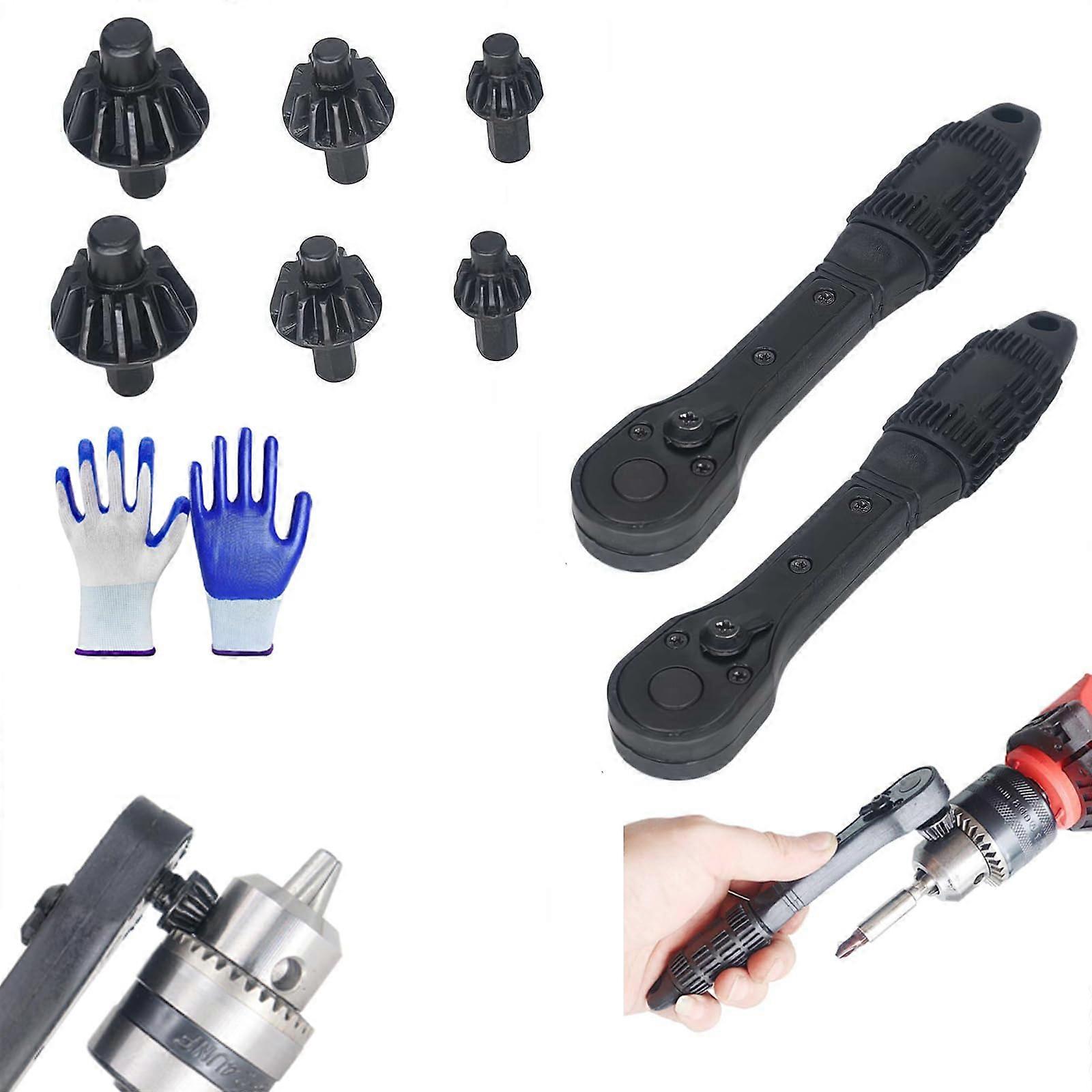 Ratchet Drill Chuck Key with DualDirection Ratchet and 5 Magnetic Socket Heads, Hardened Steel