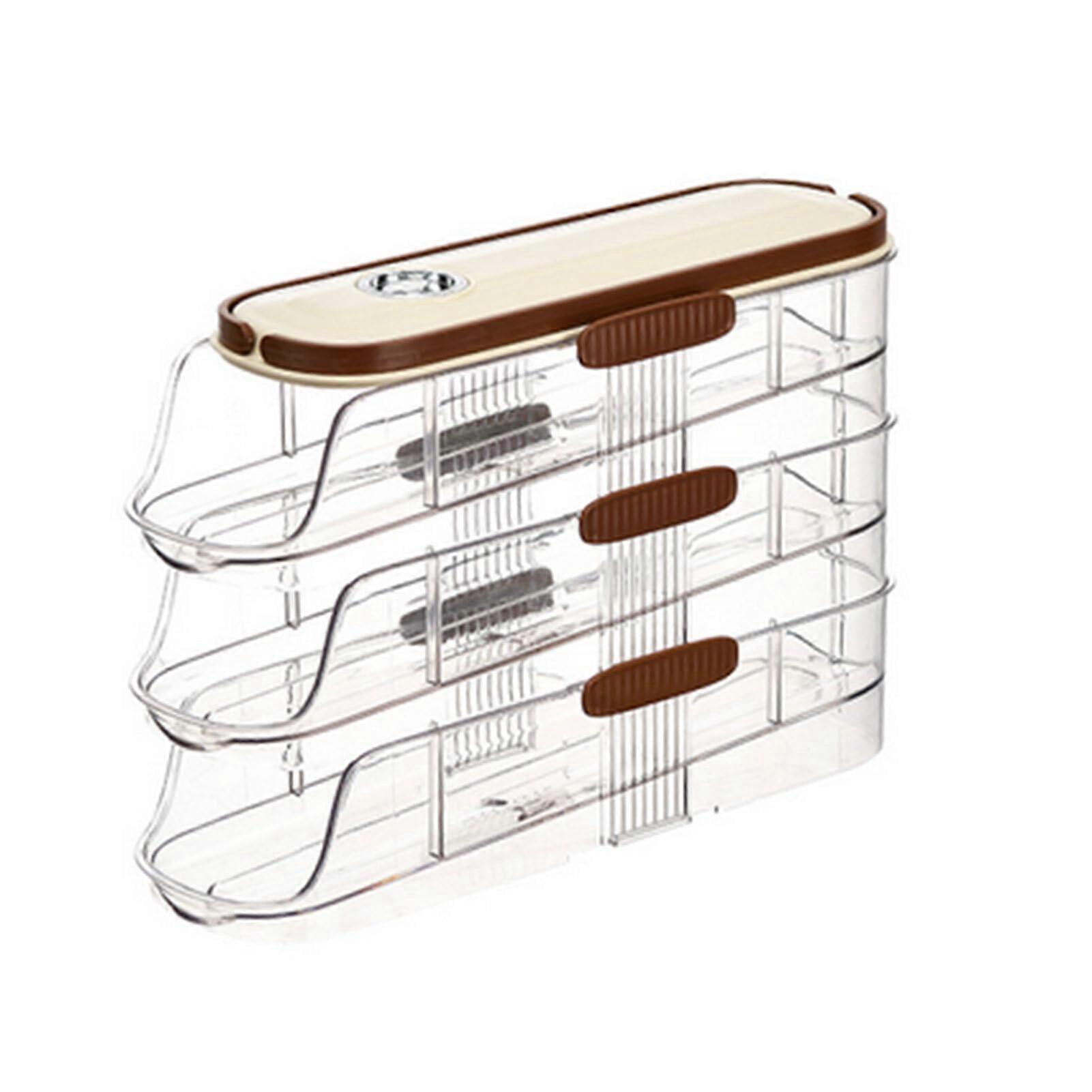Egg Storage Container with Automatic Sliding, Stackable Clear Egg Holder for Refrigerator Type 1