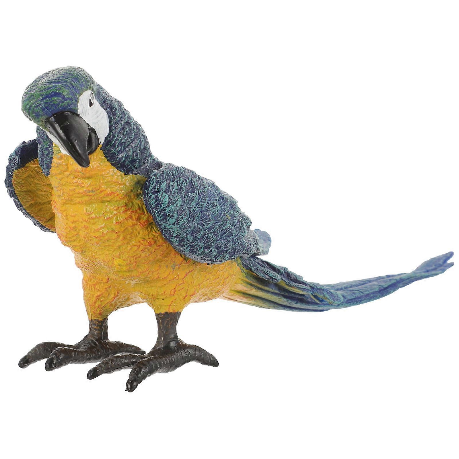 Simulation Parrot Mini Parrot Figurine for Outdoor Decor Blue Plastic