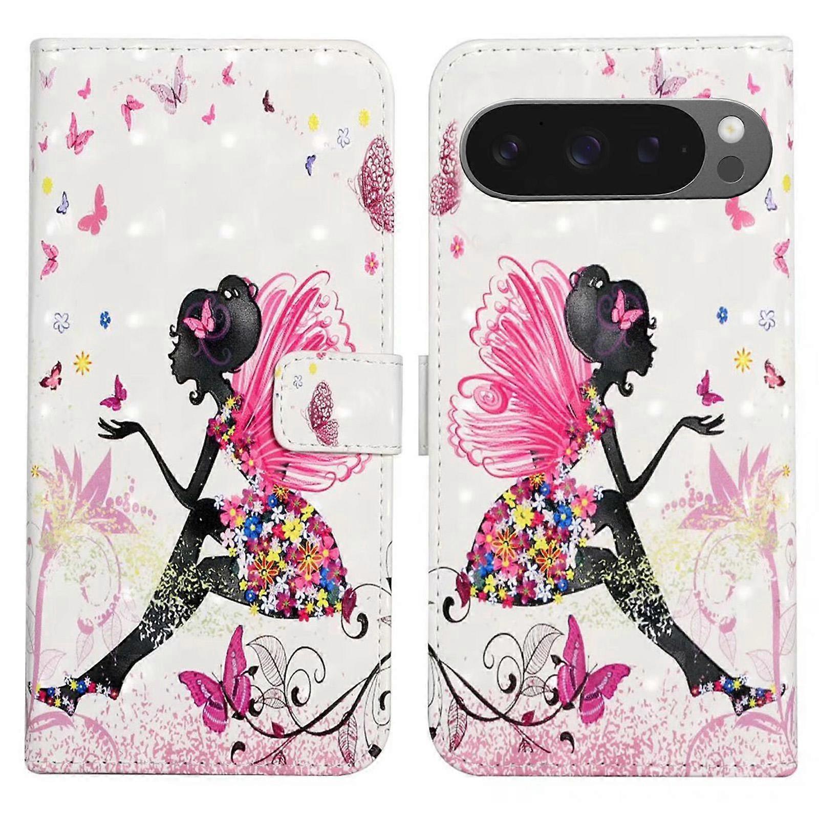 For Google Pixel 9 Pro XL Case 3D Creative Pattern PU Leather Stand Phone Cover