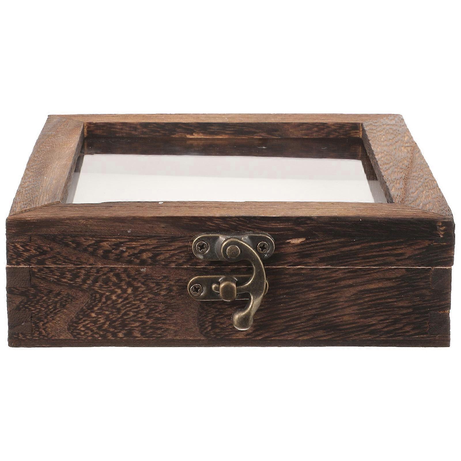 Wooden Jewelry Storage Box with Clear Lid for Home Display 1 Set Compact Size