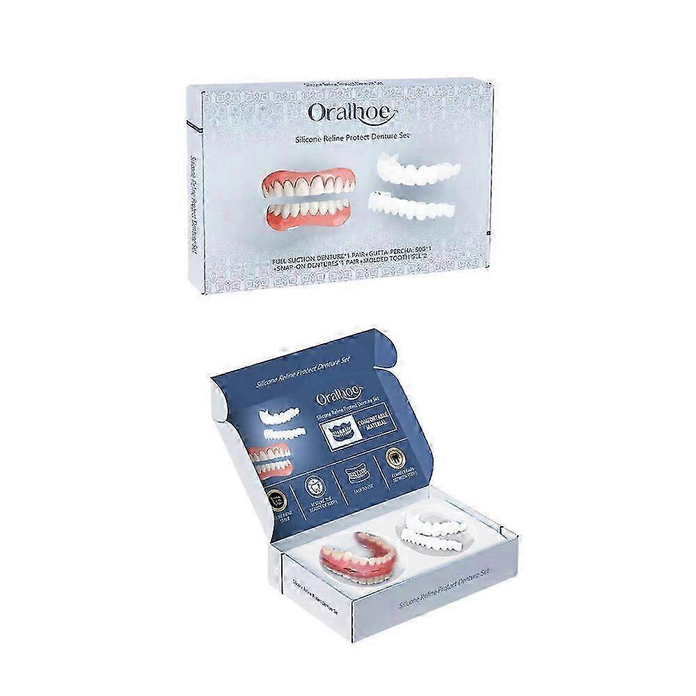 Denture Set False Teeth Top And Bottom Denture Solution Realistic False Teeth Professional Temporary Teeth Kit For Lovers