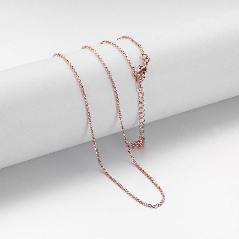 Colar de corrente de latão estilo elo com fecho lagosta, cor ouro rosa, 43,2 cm (17 polegadas)