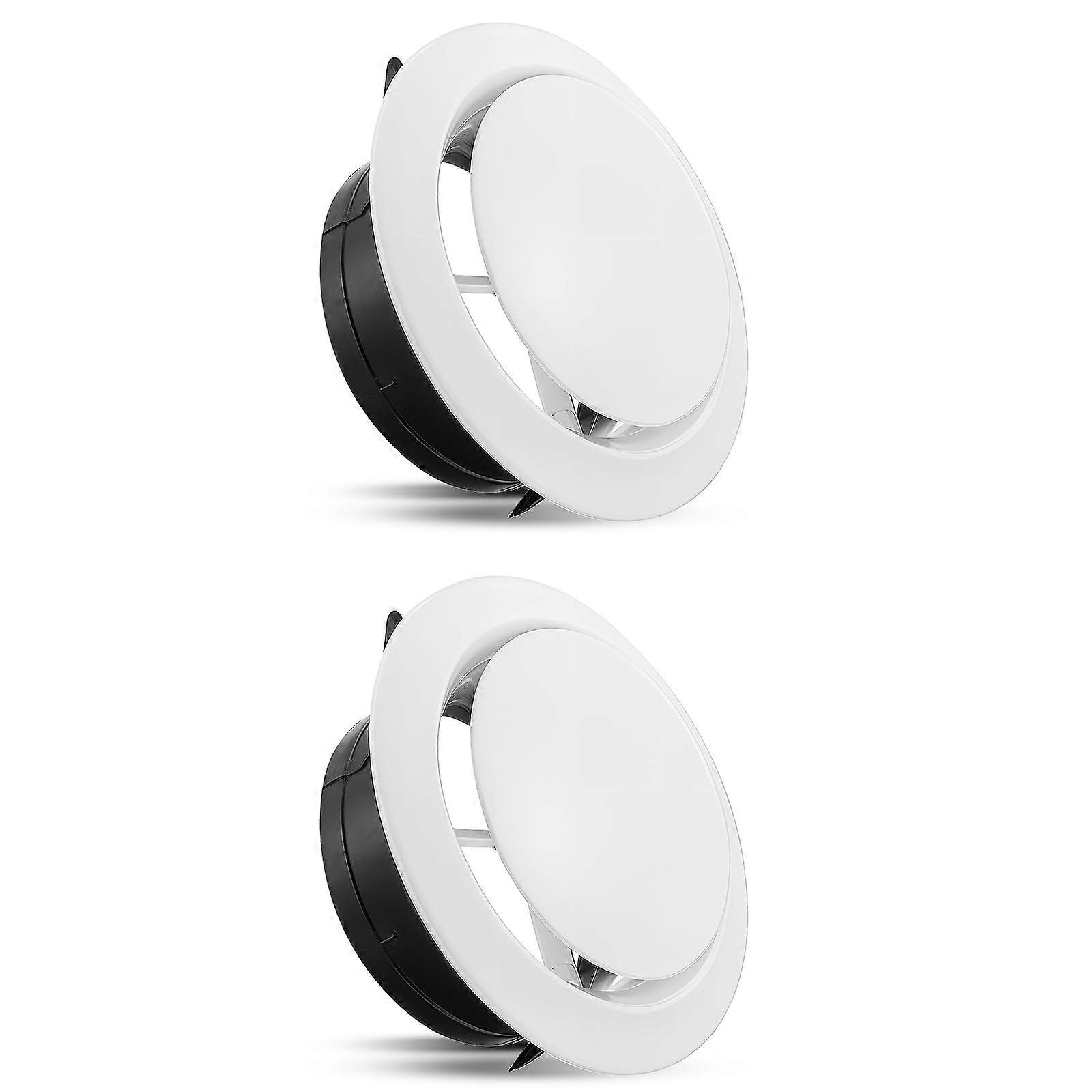 6 Inch Adjustable Ceiling Vent Cover with Airflow Control, ABS Round White Vent for Home, 2 Pack