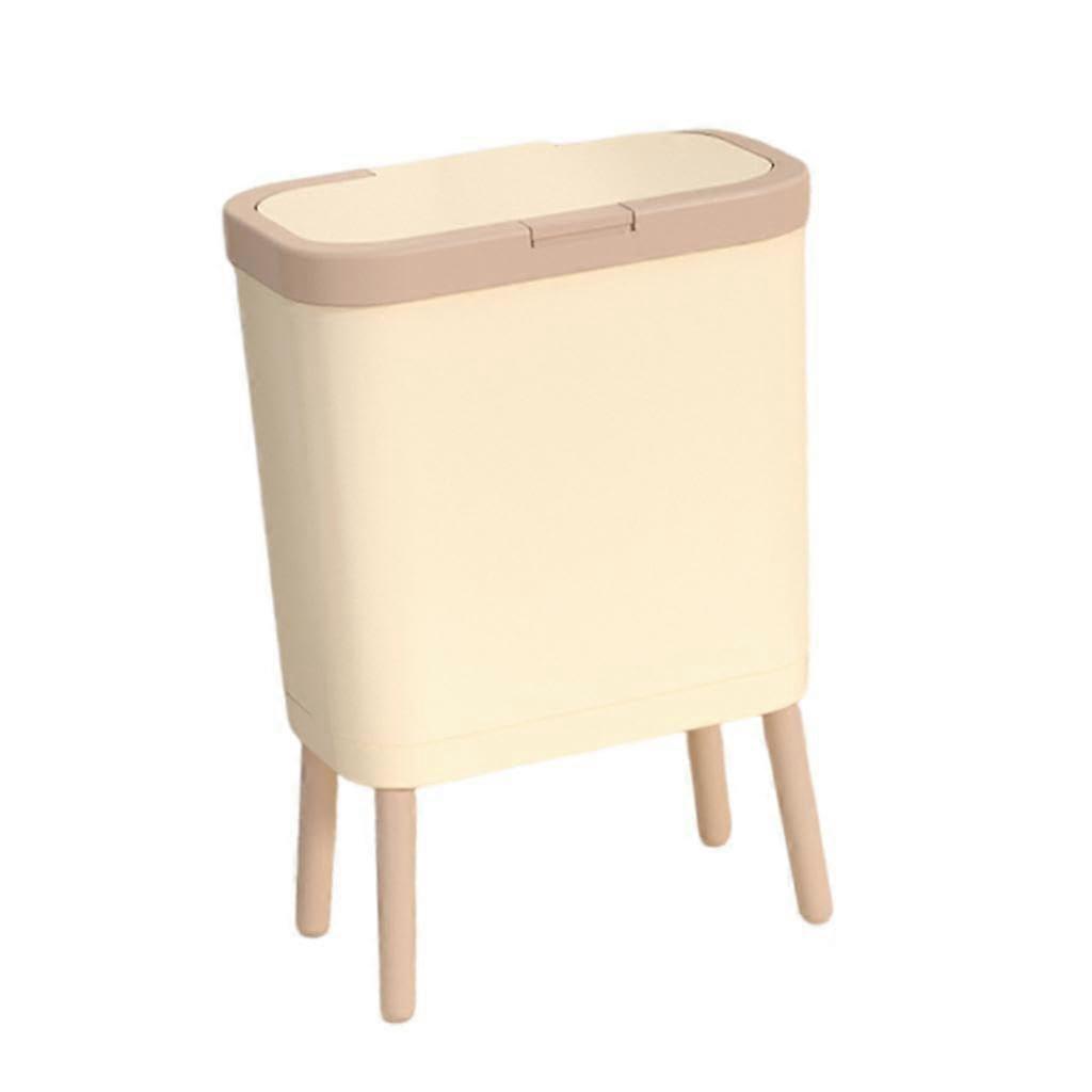 Trash Can with Lid Push Button Garbage Bin Compact  Leg PP Material for Home Office Kitchen