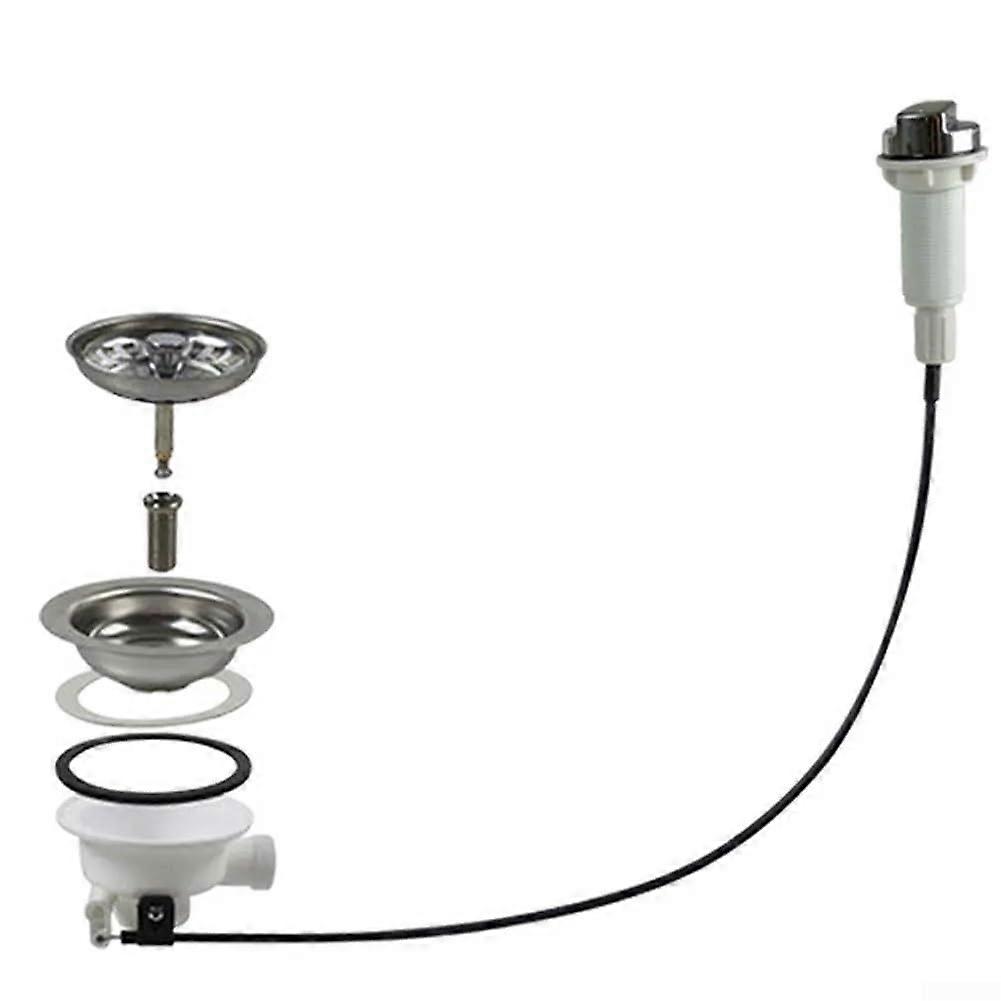 Kitchen Sink Strainer SUS304 Stainless Steel 110mm Drain Filter with Remote Control Cable