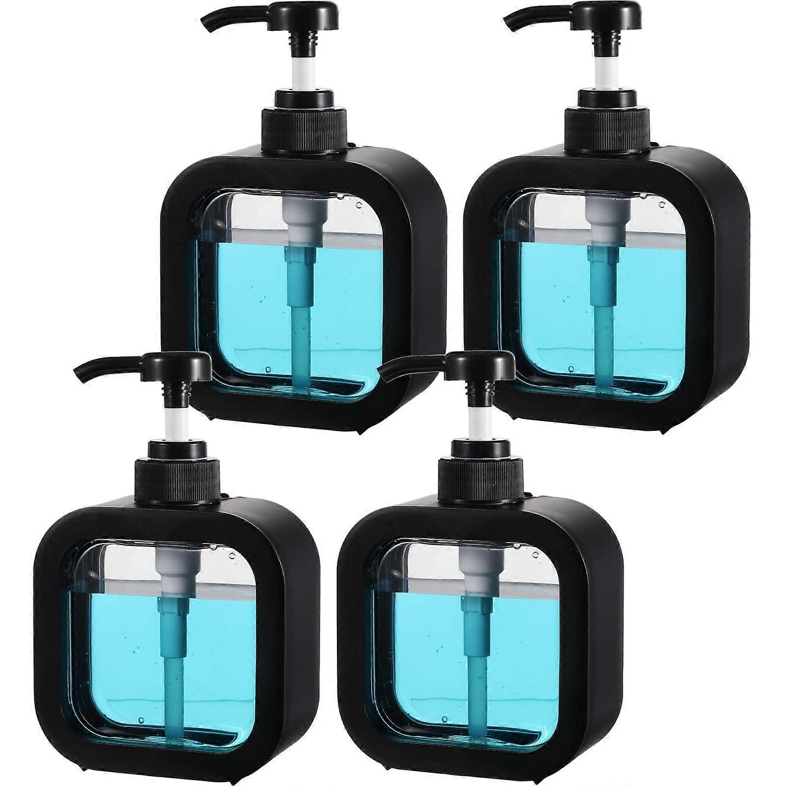 4 Pcs Black Modern Hand Soap Dispenser for Bathroom and Kitchen, 10oz Compact Plastic Pump