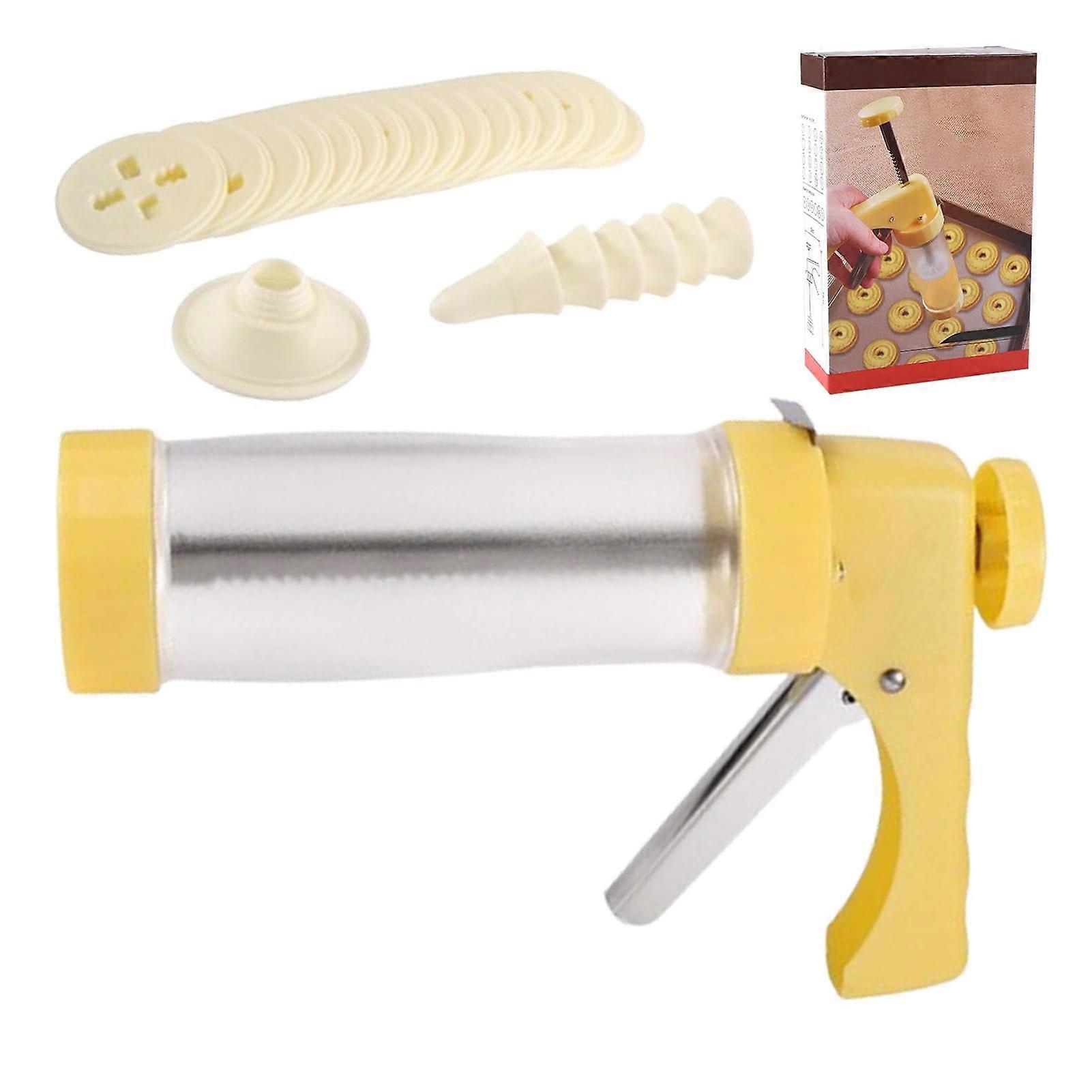 Cookie Press Stainless Steel Kit with 16 Discs and 6 Icing Tips, Professional Biscuit Maker