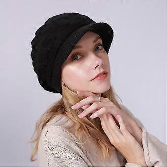 Sombrero de punto para mujeres Visor de punto Sombreros de gorro de boina Gorra de esquí cálido para el invierno
