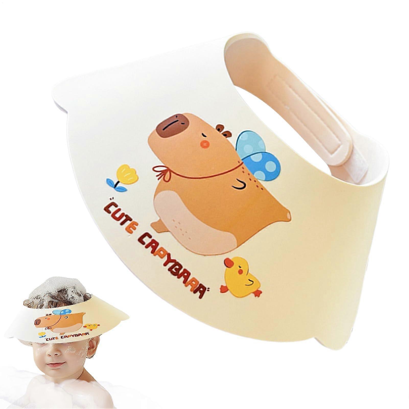 Baby Shower Cap SplashProof Adjustable Baby Bath Visor with Cute Capybara Pattern Soft Material
