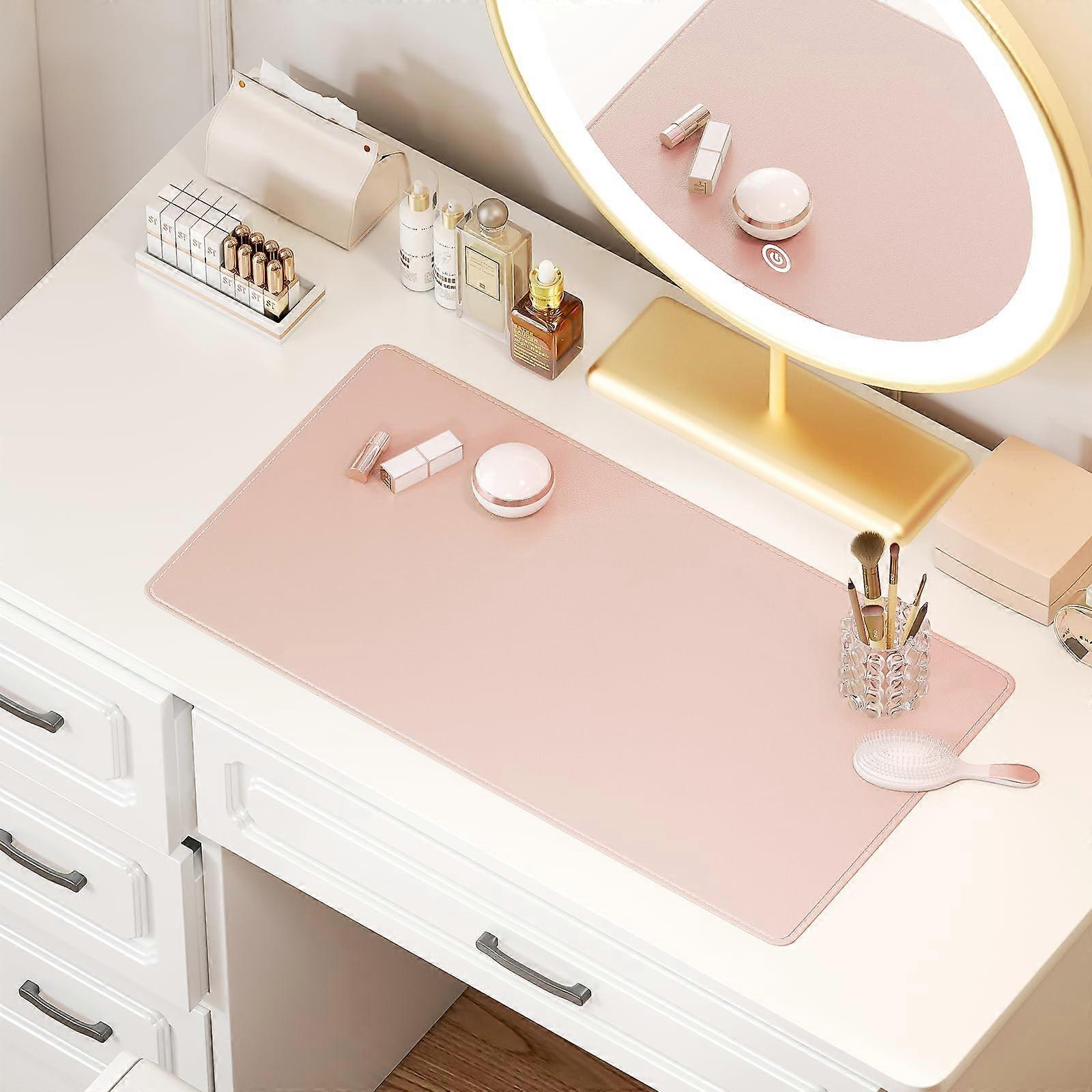 Vanity Table Mat DualSided NonSlip Waterproof Oilproof Protector Pink 23.6x11.8in