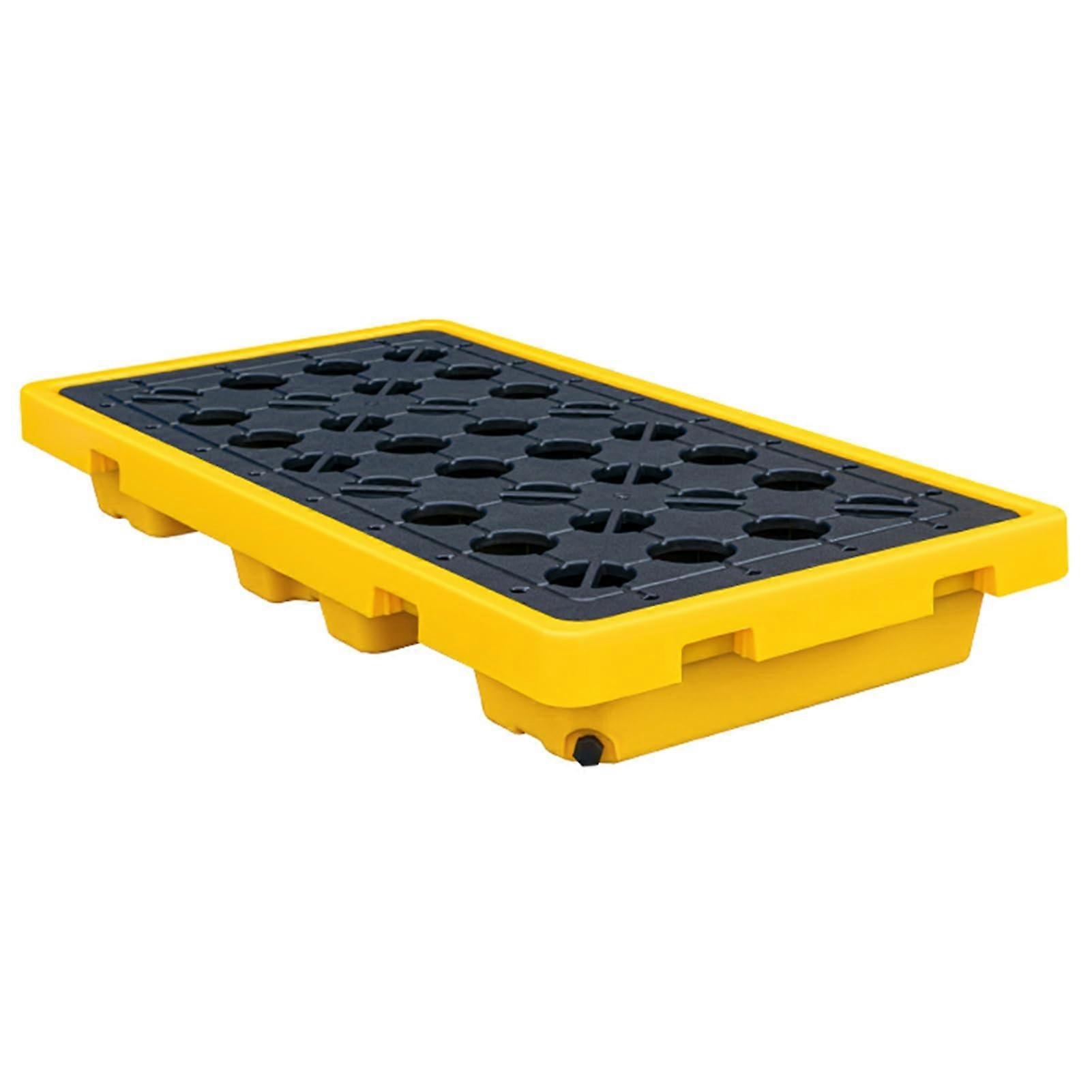 Spill Containment Pallet with Leakproof Polyethylene Platform, AntiSlip Grating, Yellow and Black