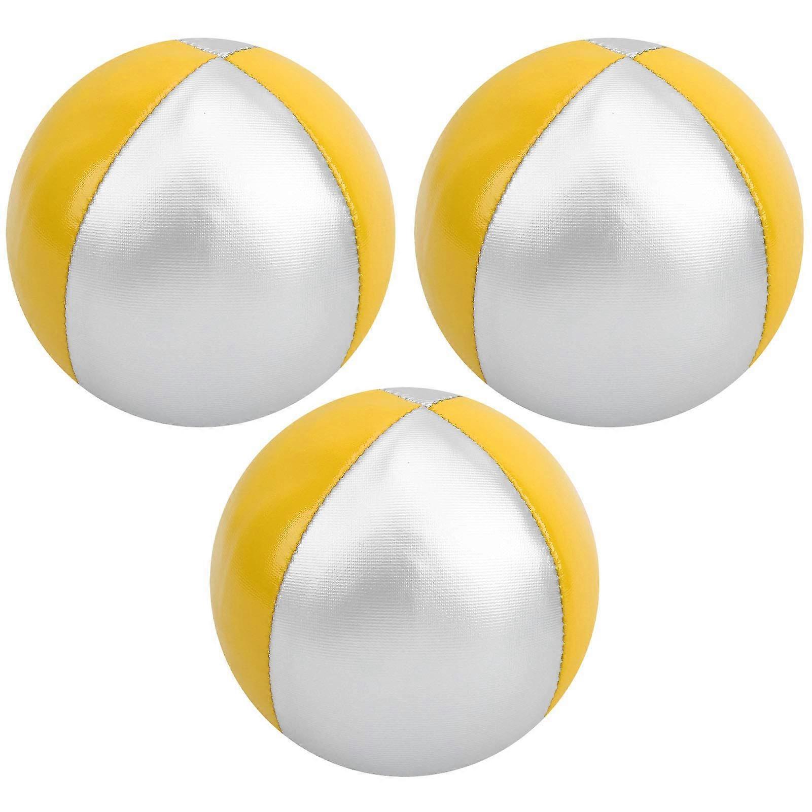 Juggling Ball Set PU Material 3 Pack Soft Lightweight Durable Yellow Silver for All Skill Levels