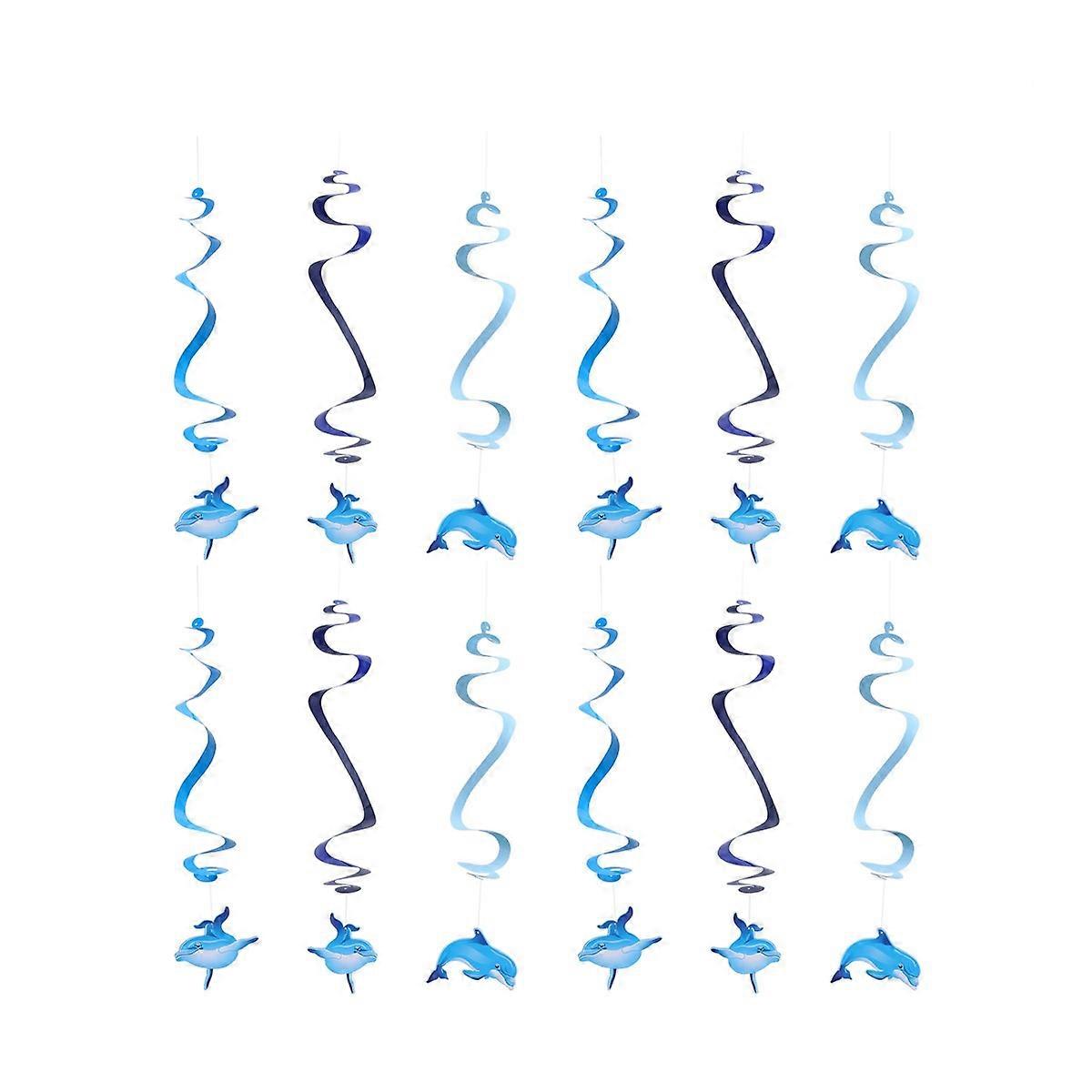 Dolphin Swirls for Party Ceiling Hanging 12Pcs Blue Decorations Set