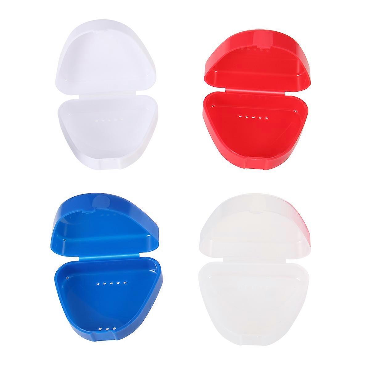 Dental Retainer Box Denture Storage Case for Cleaning 4Pcs Assorted Colors