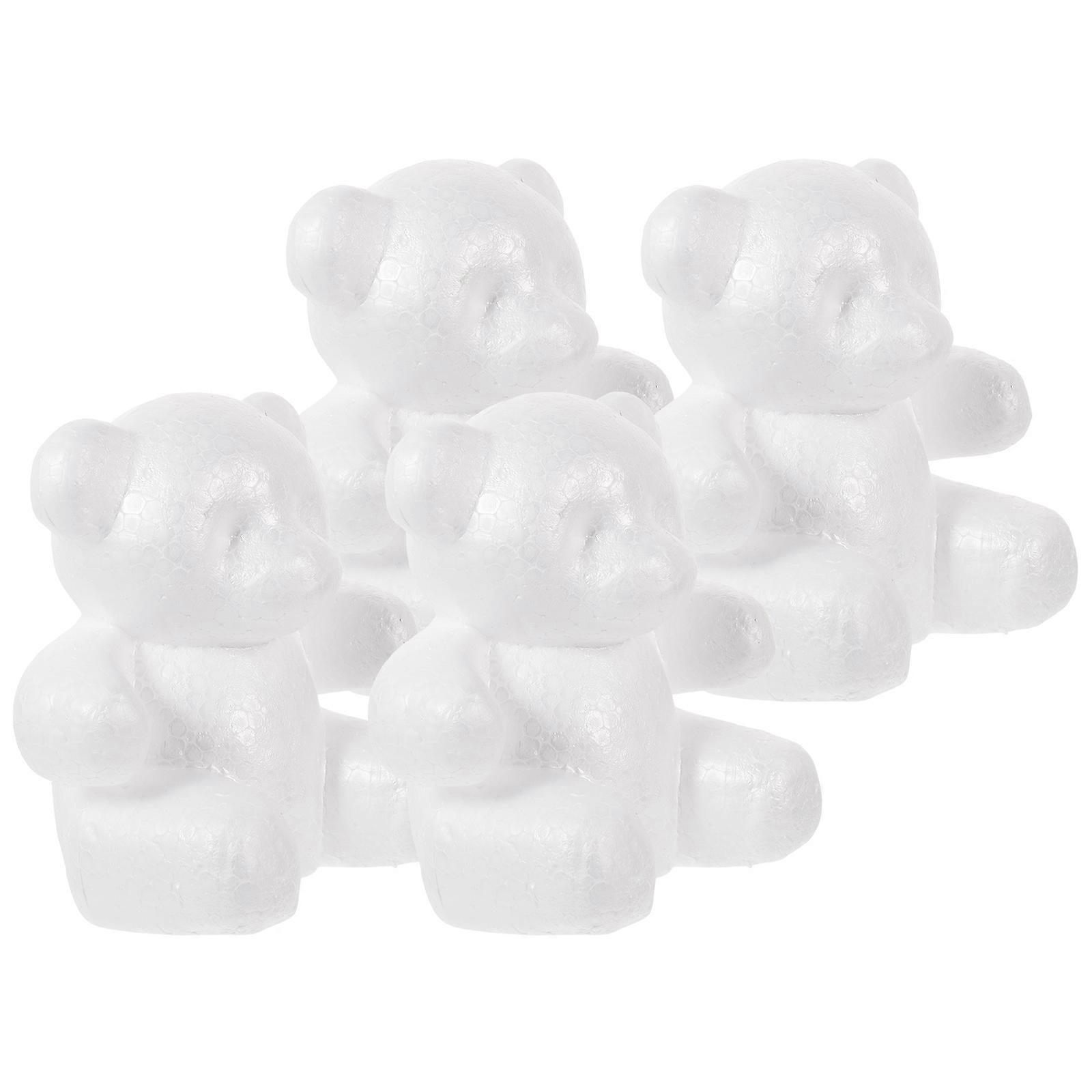 White Foam Bear Shape Balls for DIY Craft Projects 4Pcs Sculpture Set