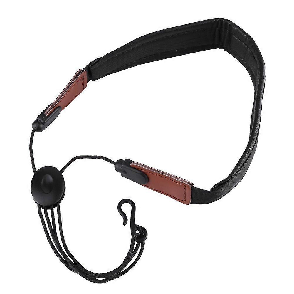 Saxophone Neck Strap Adjustable PU Leather Padding with Secure Metal Hook Black Universal